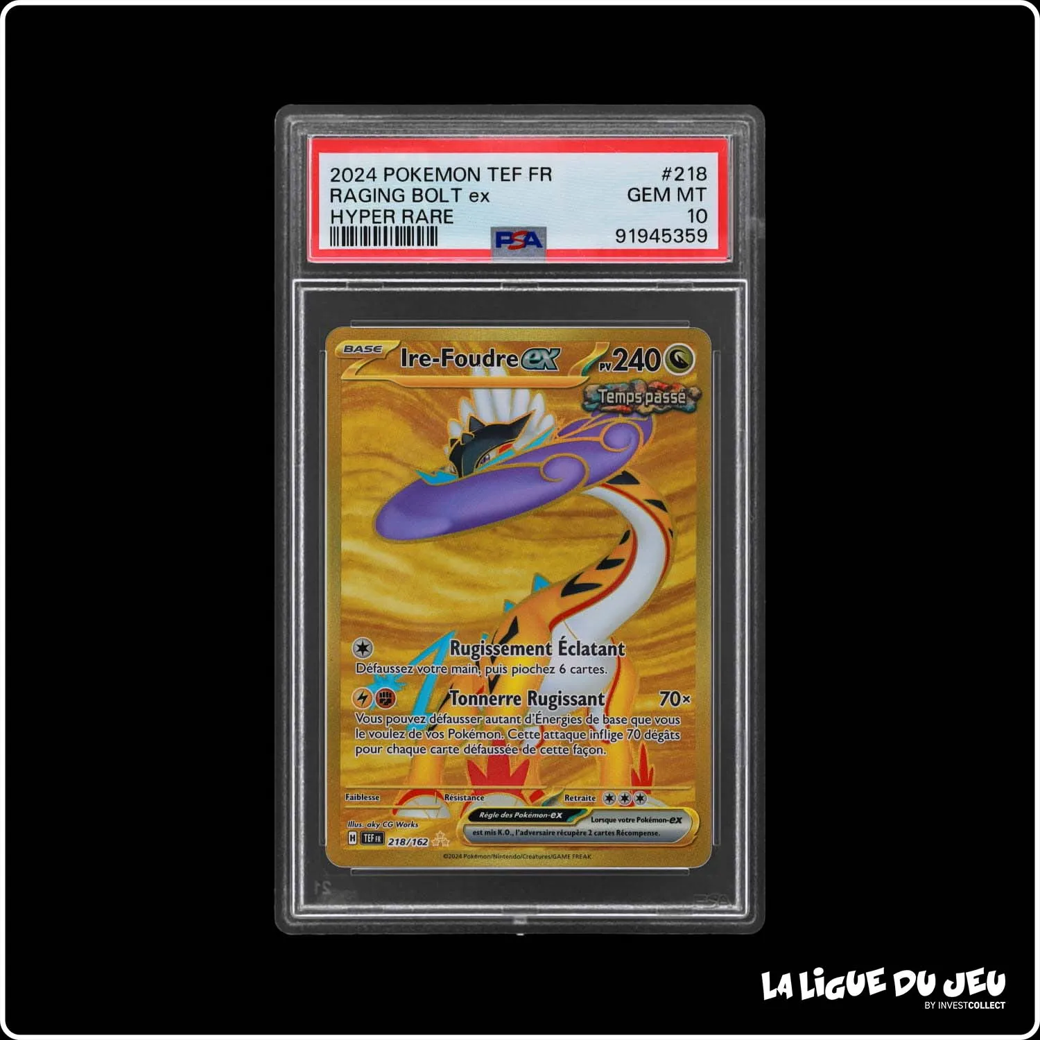 Secrete - Pokemon - Forces Temporelles - Ire-Foudre ex 218/162 - PSA 10 - Français