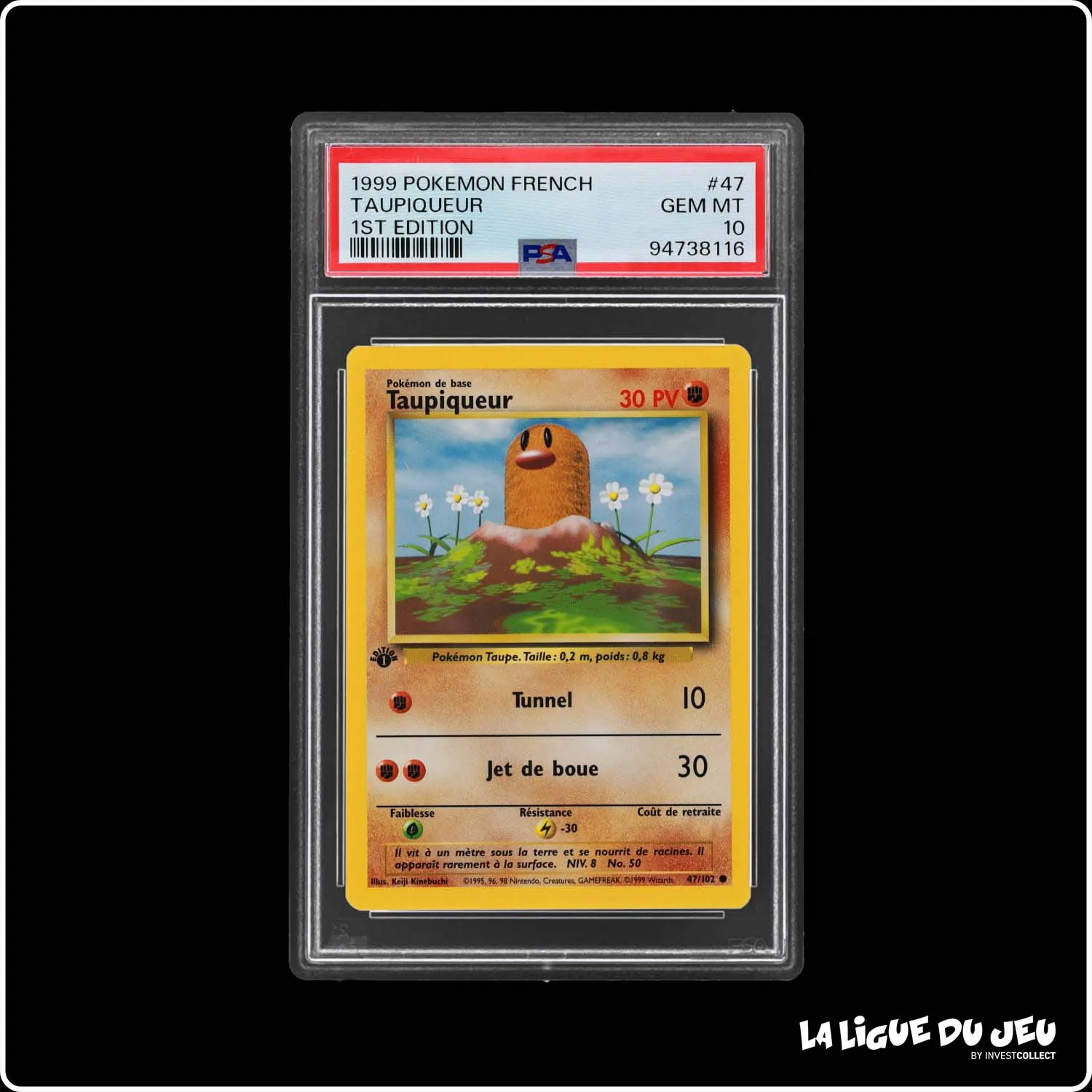 Commune - Pokemon - Set de Base - Taupiqueur 47/102 - 1er édition - PSA 10 - Français