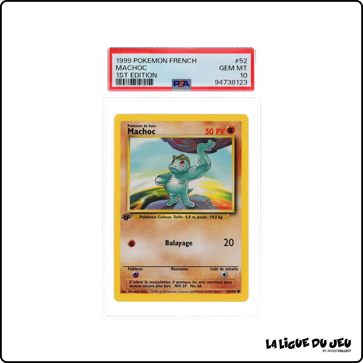 Commune - Pokemon - Set de Base - Machoc 52/102 - 1er édition - PSA 10 - Français