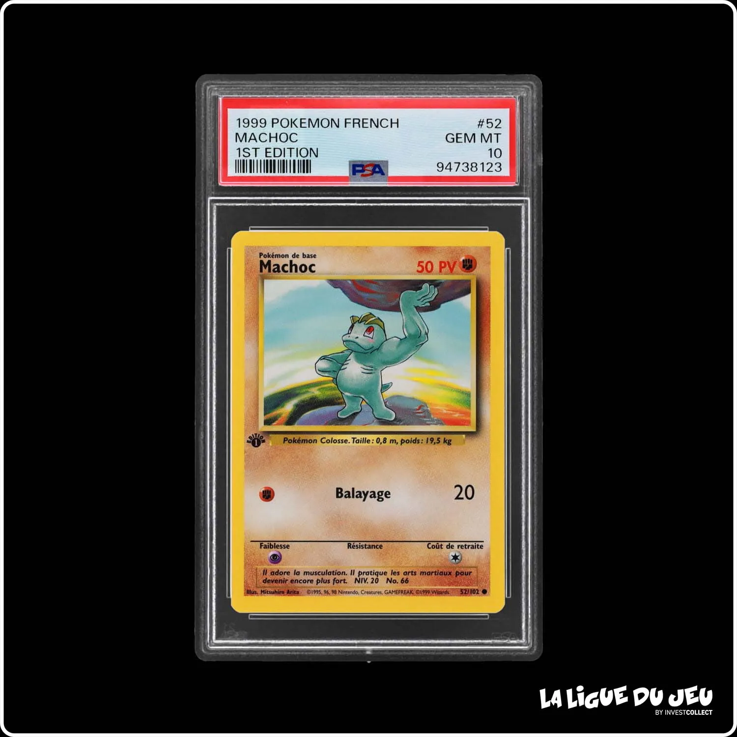 Commune - Pokemon - Set de Base - Machoc 52/102 - 1er édition - PSA 10 - Français