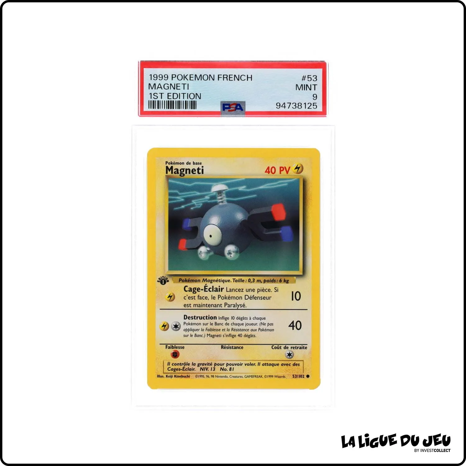 Commune - Pokemon - Set de Base - Magneti 53/102 - 1er édition - PSA 9 - Français