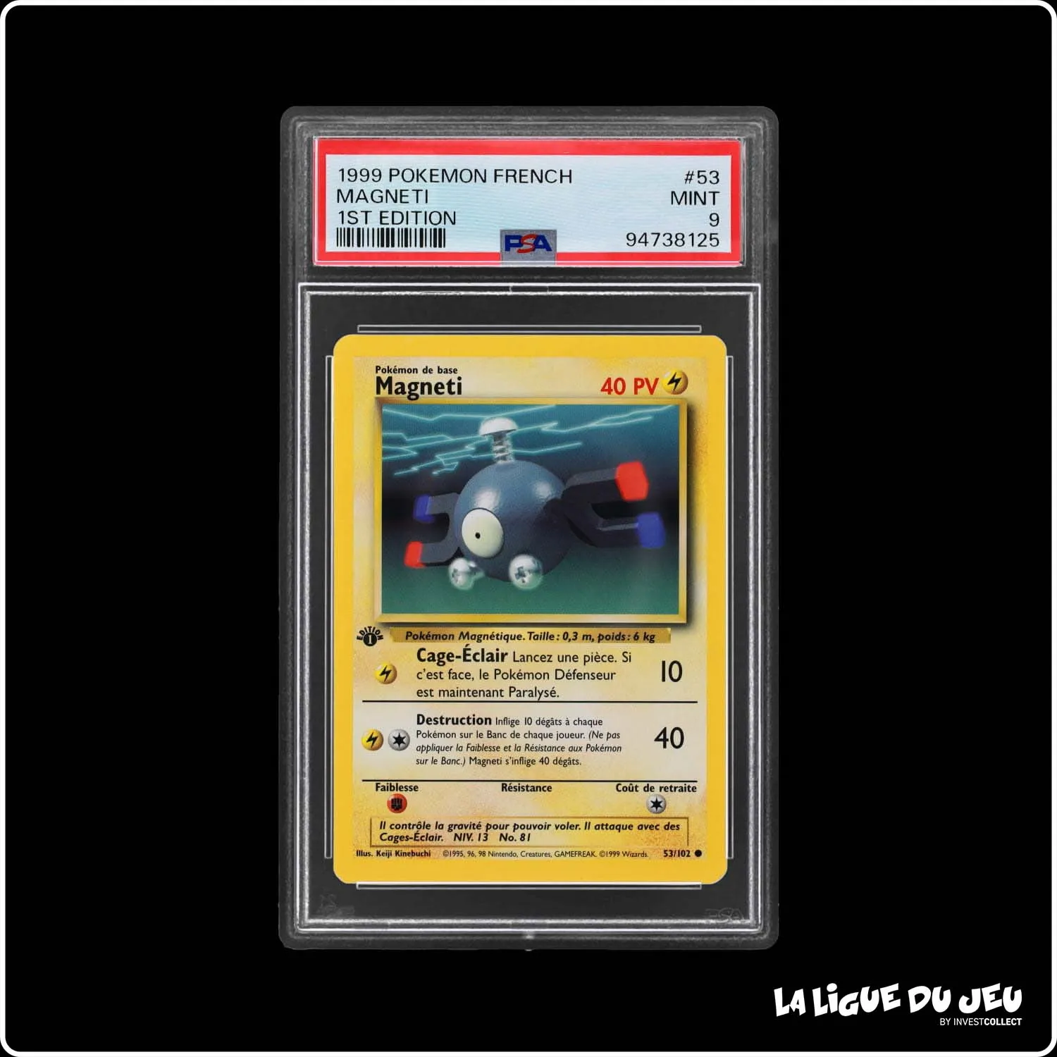 Commune - Pokemon - Set de Base - Magneti 53/102 - 1er édition - PSA 9 - Français