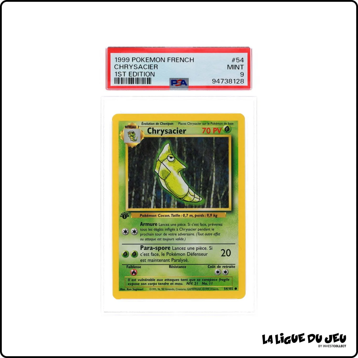 Commune - Pokemon - Set de Base - Chrysacier 54/102 - 1er édition - PSA 9 - Français