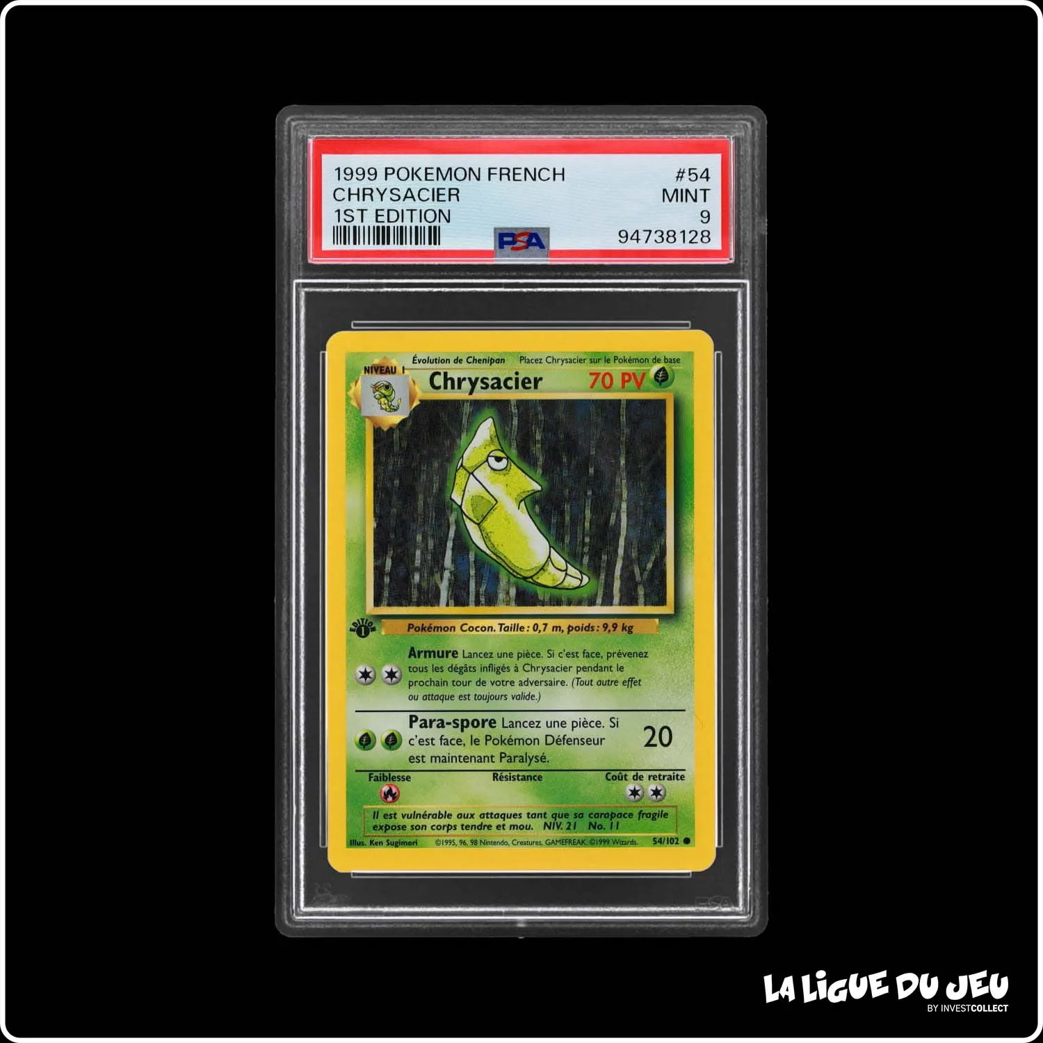 Commune - Pokemon - Set de Base - Chrysacier 54/102 - 1er édition - PSA 9 - Français