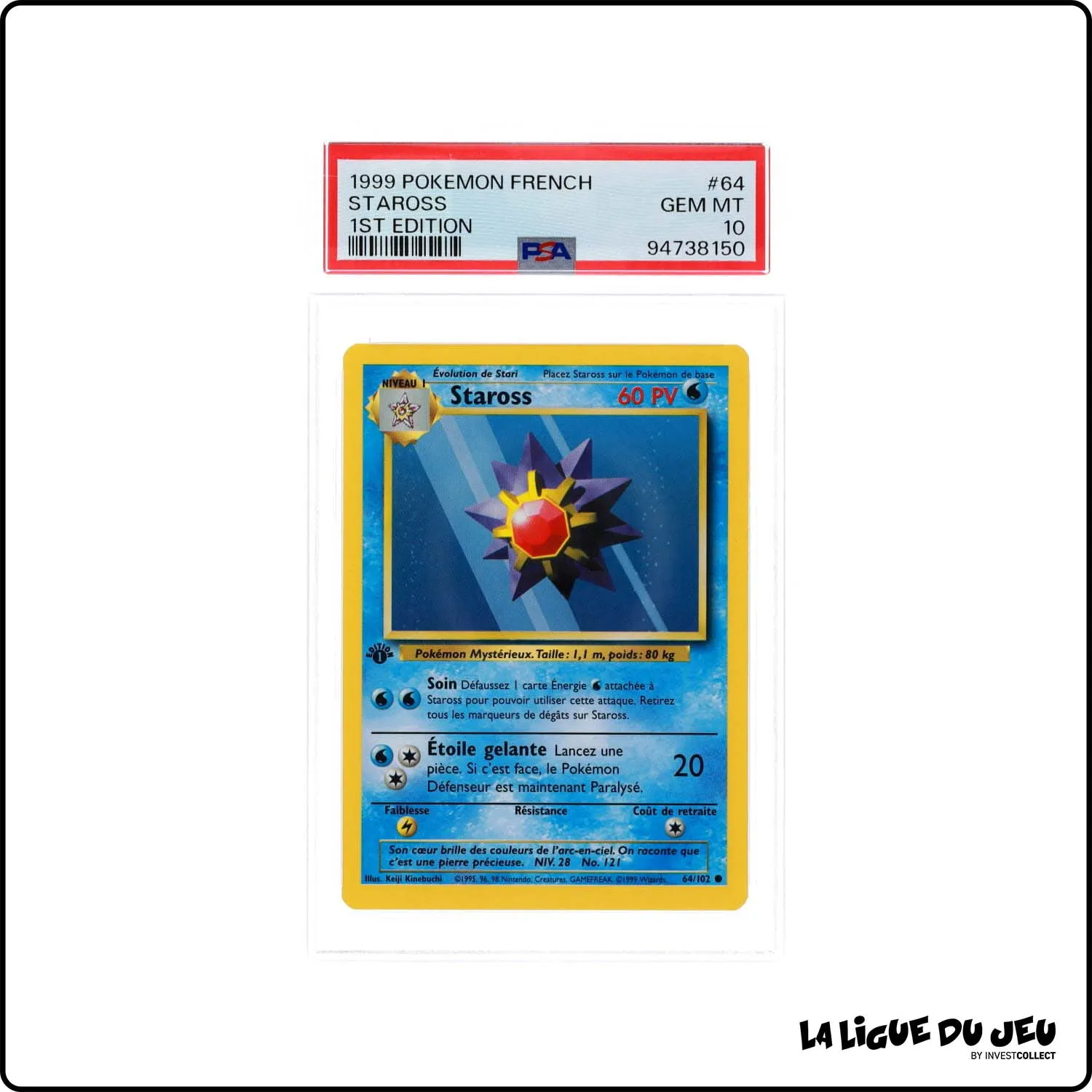 Commune - Pokemon - Set de Base - Staross 64/102 - 1er édition - PSA 10 - Français