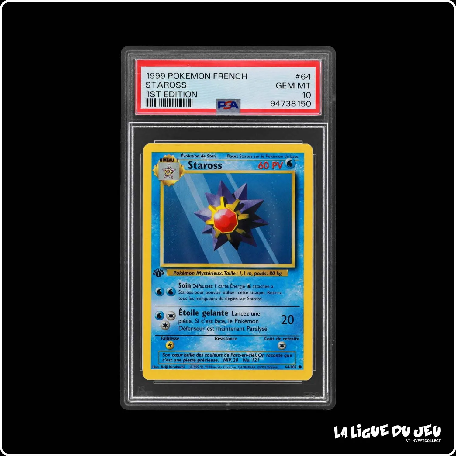 Commune - Pokemon - Set de Base - Staross 64/102 - 1er édition - PSA 10 - Français