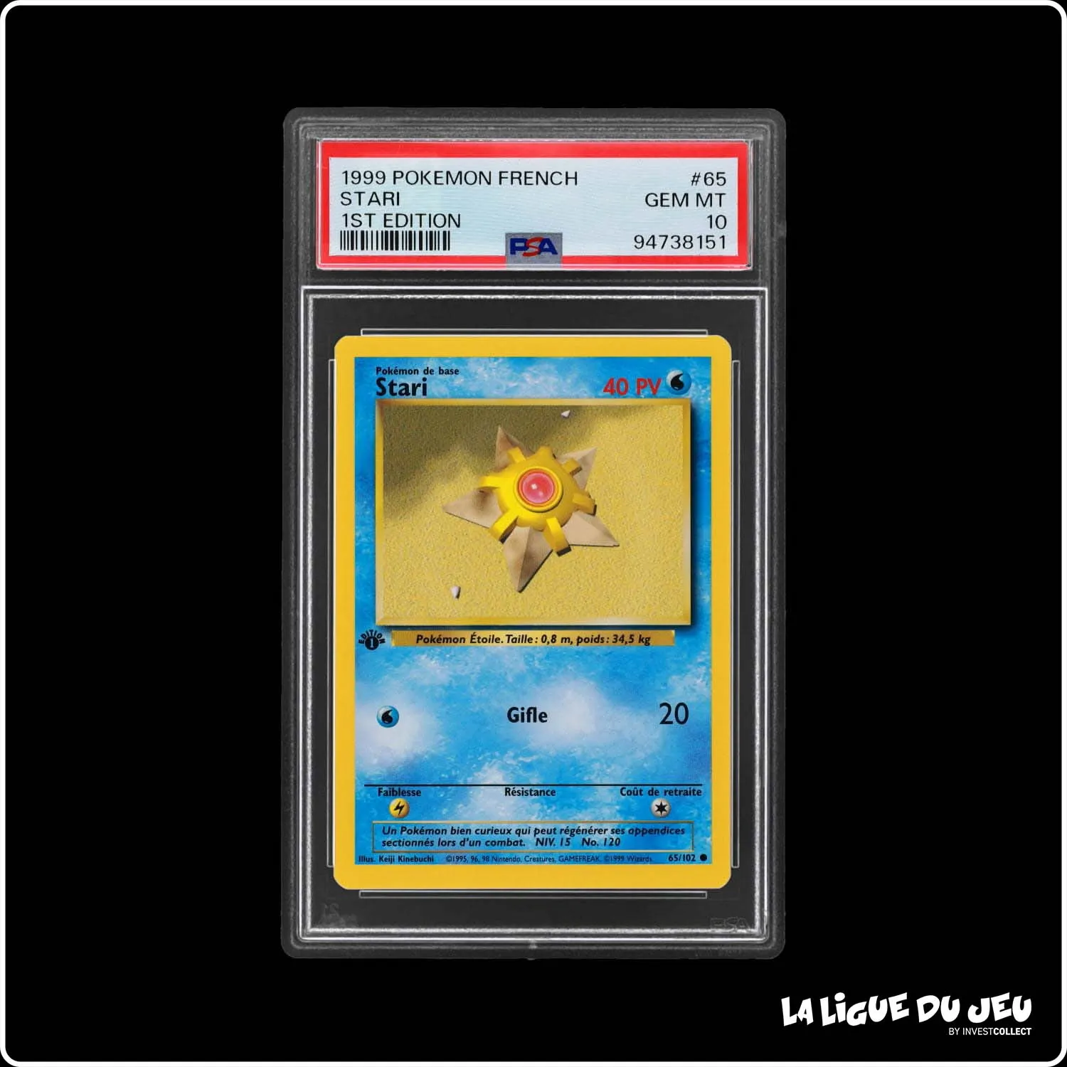 Commune - Pokemon - Set de Base - Stari 65/102 - 1er édition - PSA 10 - Français