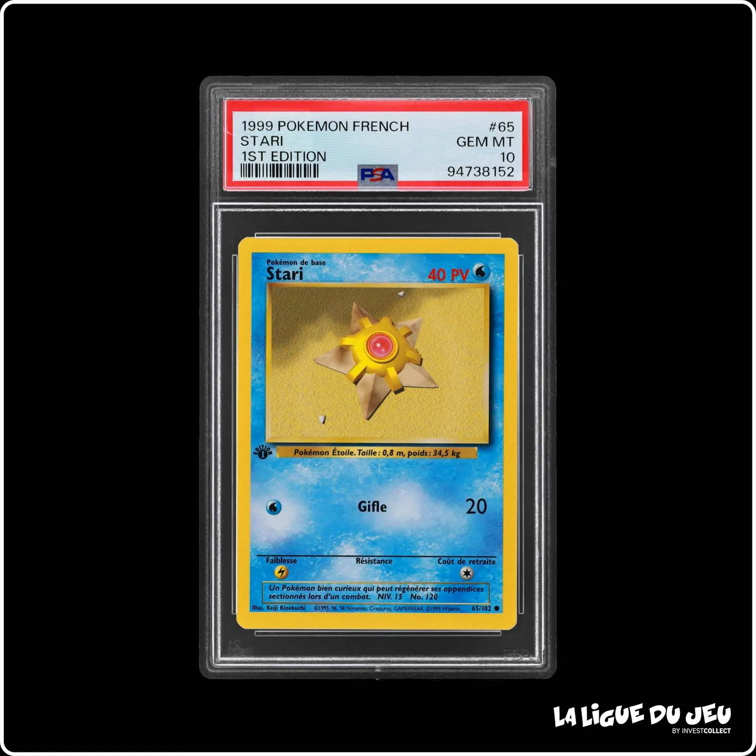 Commune - Pokemon - Set de Base - Stari 65/102 - 1er édition - PSA 10 - Français