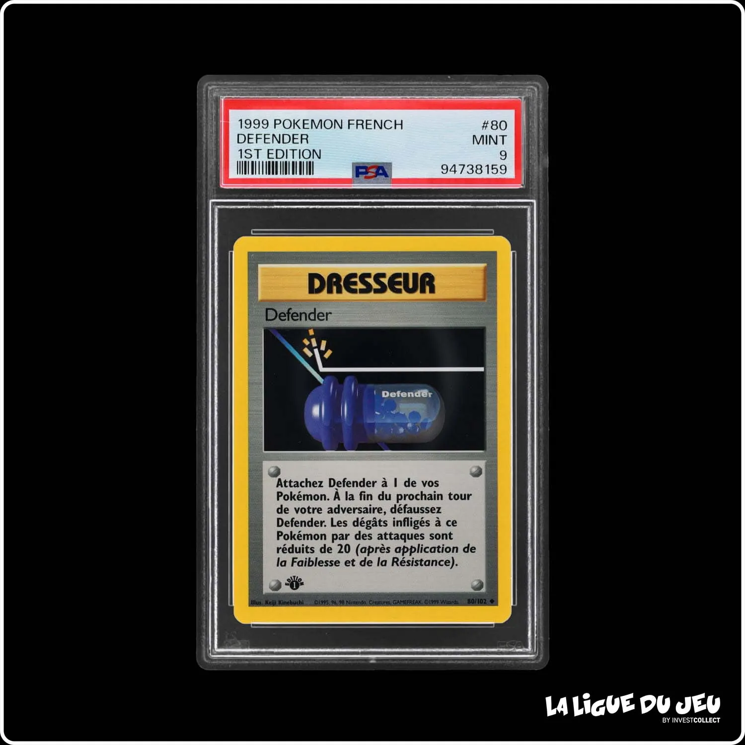 Peu Commune - Pokemon - Set de Base - Defender 80/102 - 1er édition - PSA 9 - Français