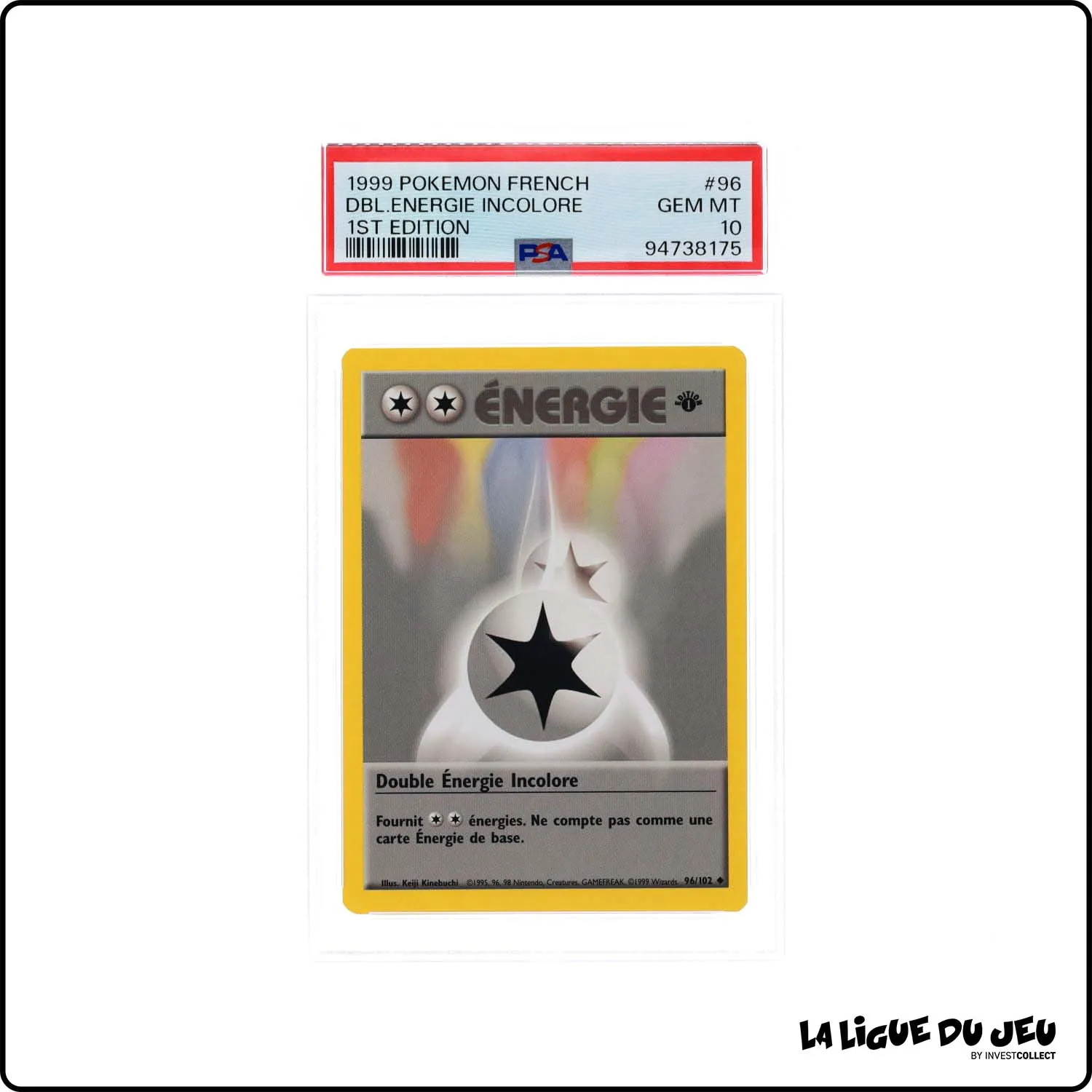 Peu Commune - Pokemon - Set de Base - Double Énergie Incolore 96/102 - 1er édition - PSA 10 - Français