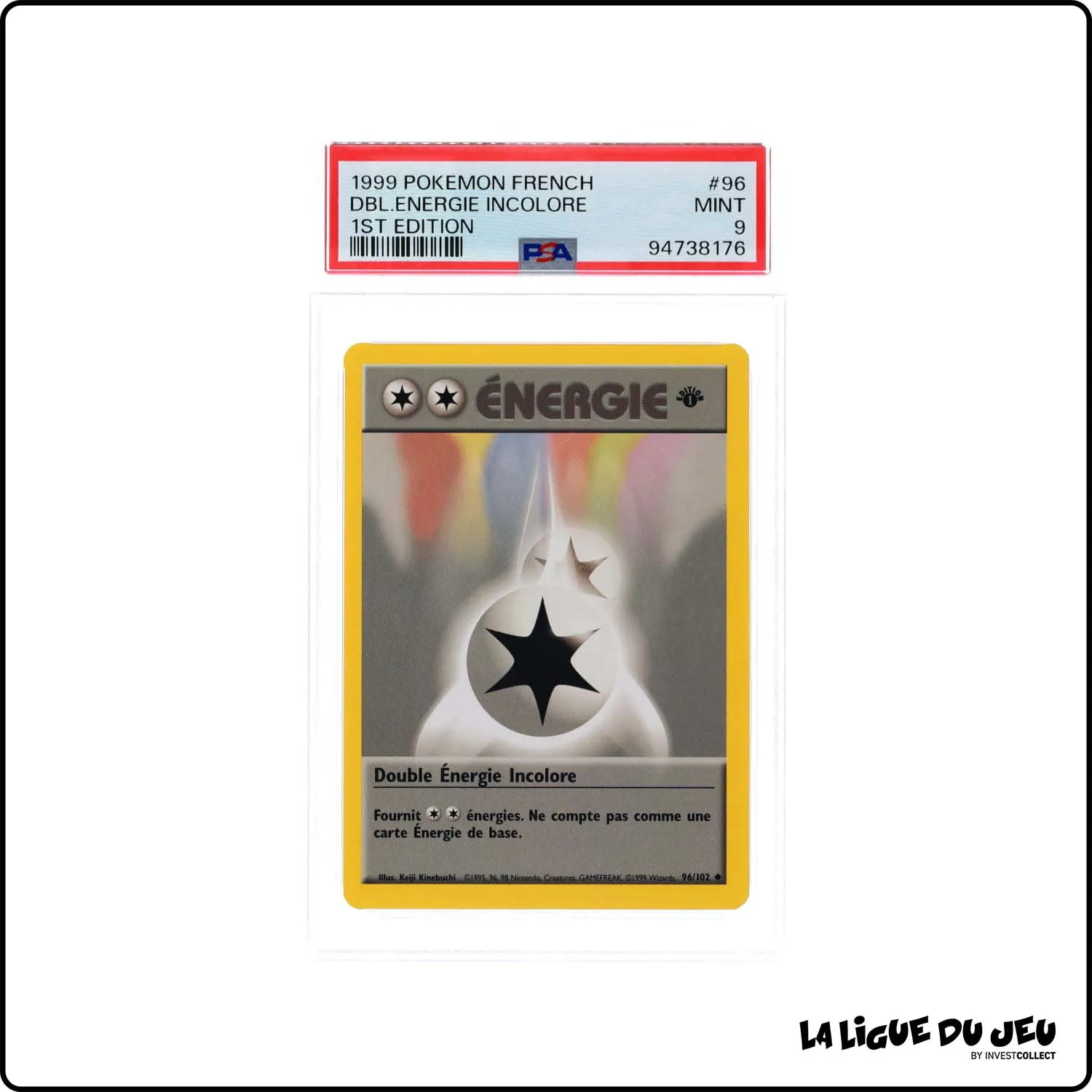 Peu Commune - Pokemon - Set de Base - Double Énergie Incolore 96/102 - 1er édition - PSA 9 - Français