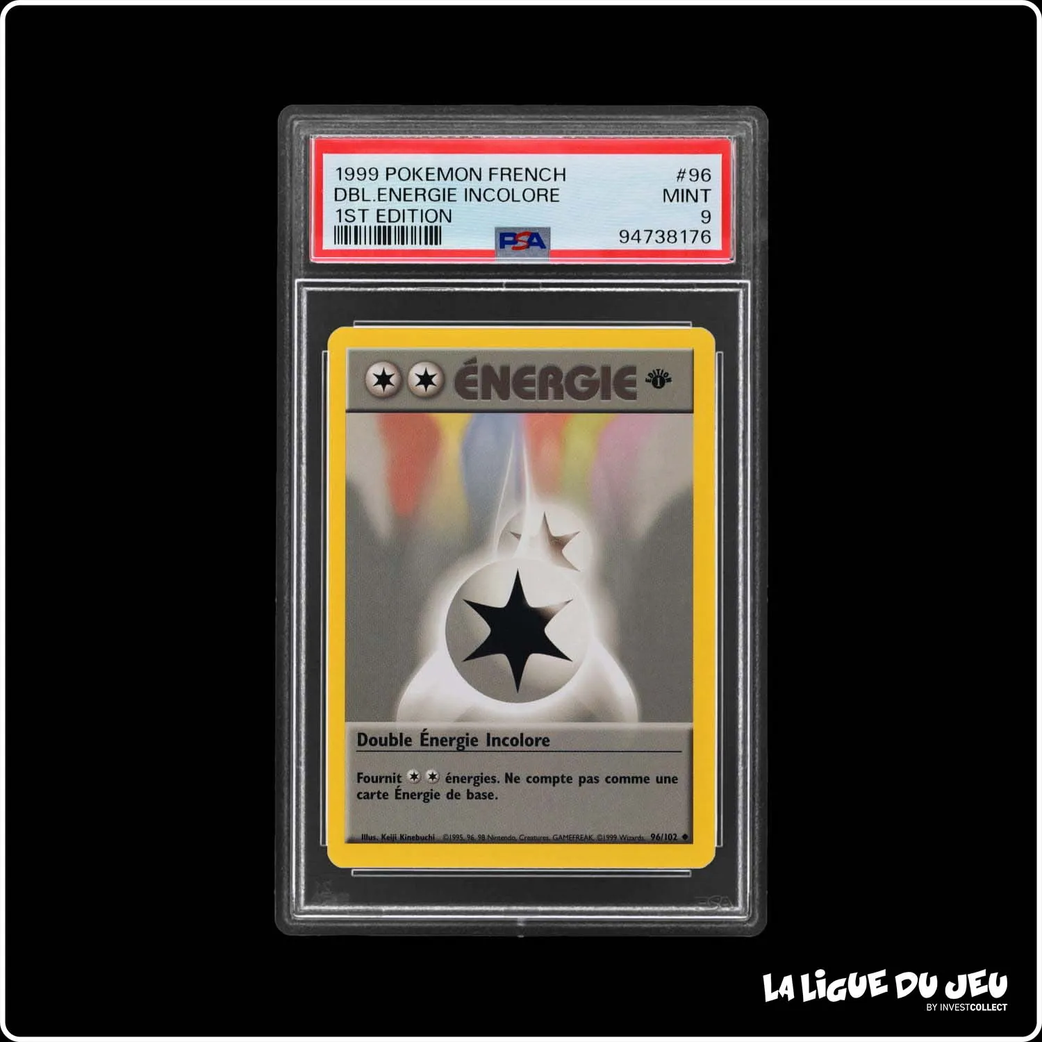 Peu Commune - Pokemon - Set de Base - Double Énergie Incolore 96/102 - 1er édition - PSA 9 - Français