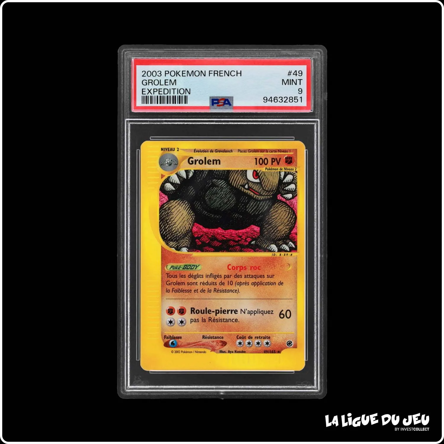 Rare - Pokemon - Expedition - Grolem 49/165 - PSA 9 - Français