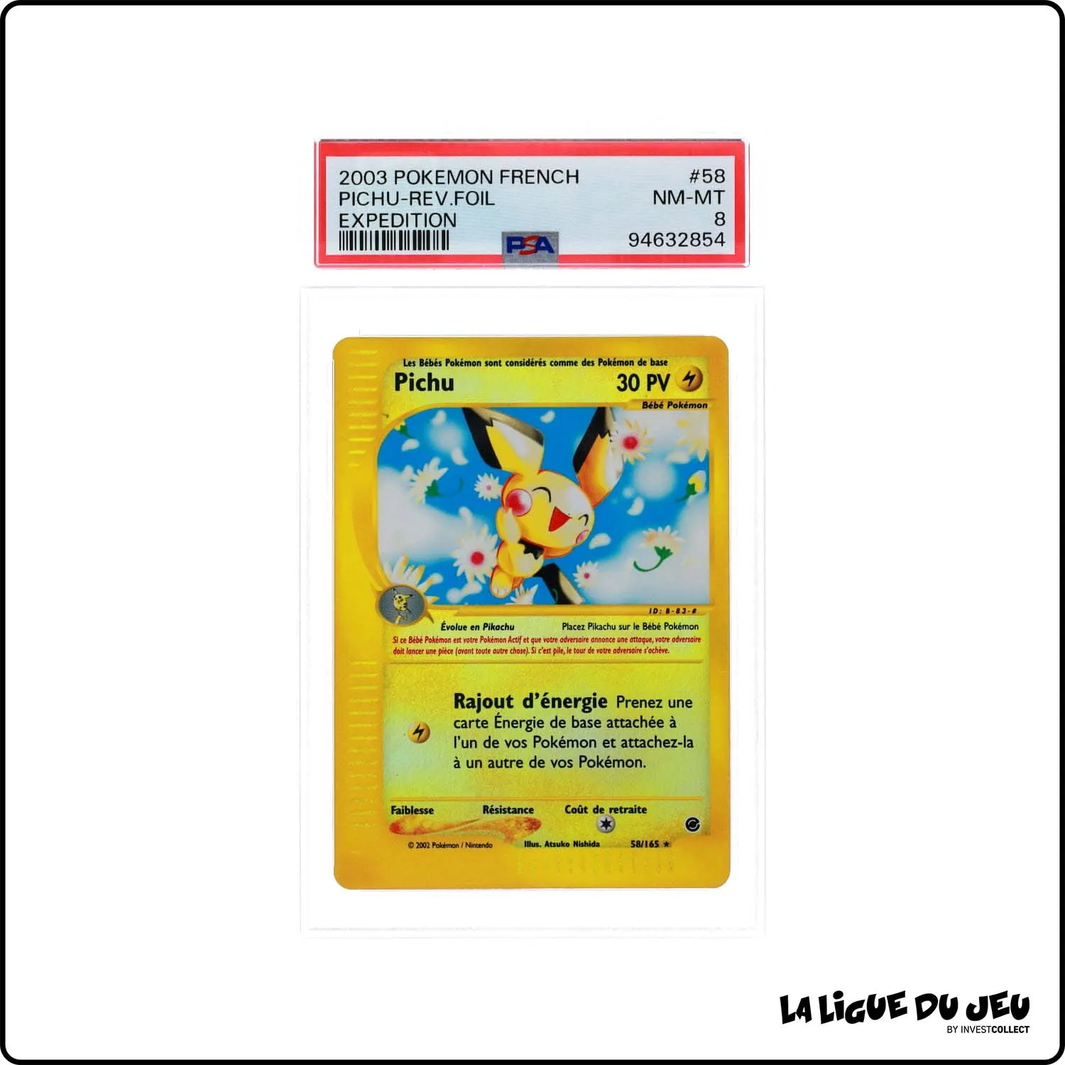 Rare - Pokemon - Expedition - Pichu 58/165 - Reverse Foil - PSA 8 - Français