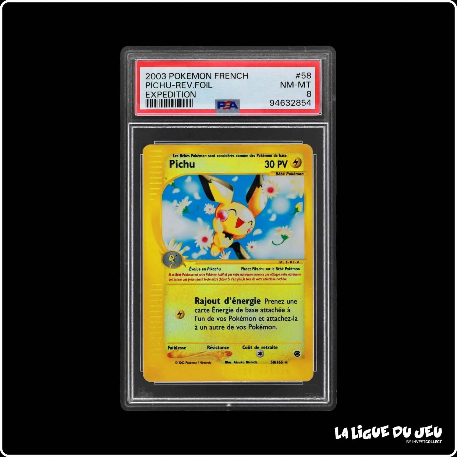 Rare - Pokemon - Expedition - Pichu 58/165 - Reverse Foil - PSA 8 - Français