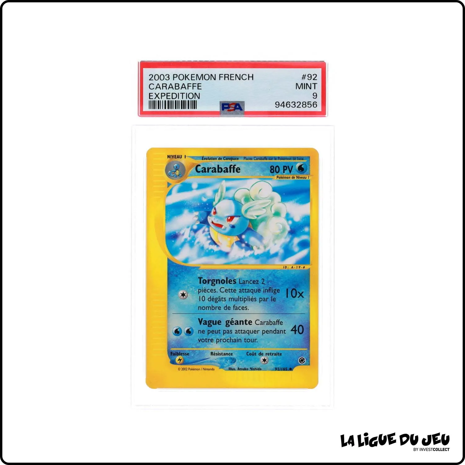 Peu Commune - Pokemon - Expedition - Carabaffe 92/165 - PSA 9 - Français