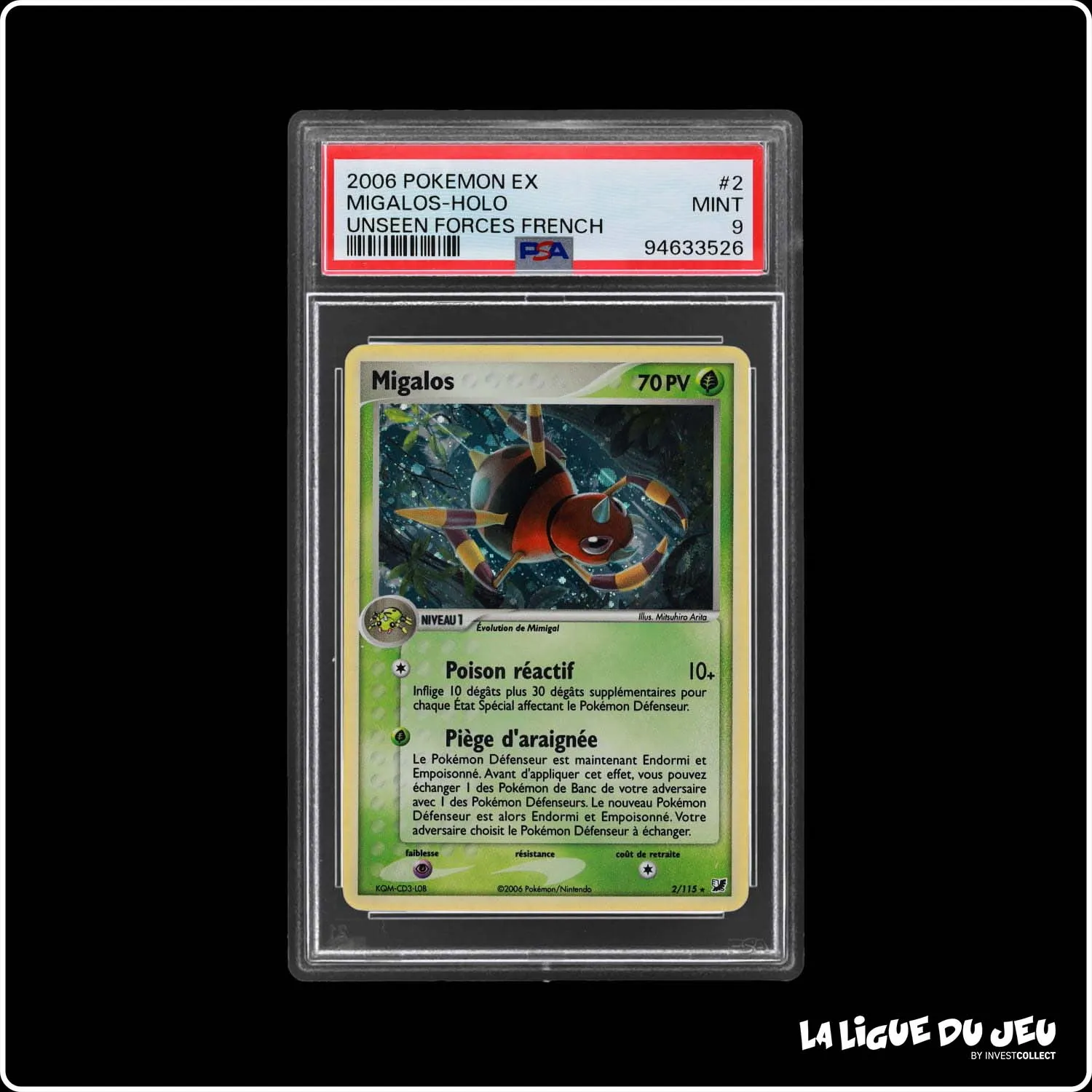 Holo - Pokemon - Forces Cachées - Migalos 2/115 - PSA 9 - Français