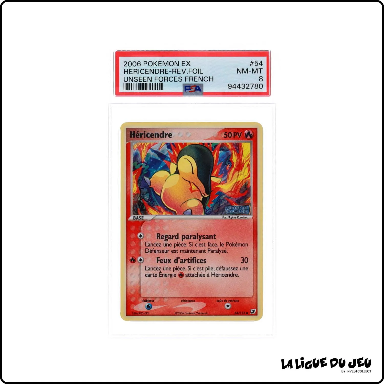 Commune - Pokemon - Forces Cachées - Héricendre 54/115 - Reverse Foil - PSA 8 - Français