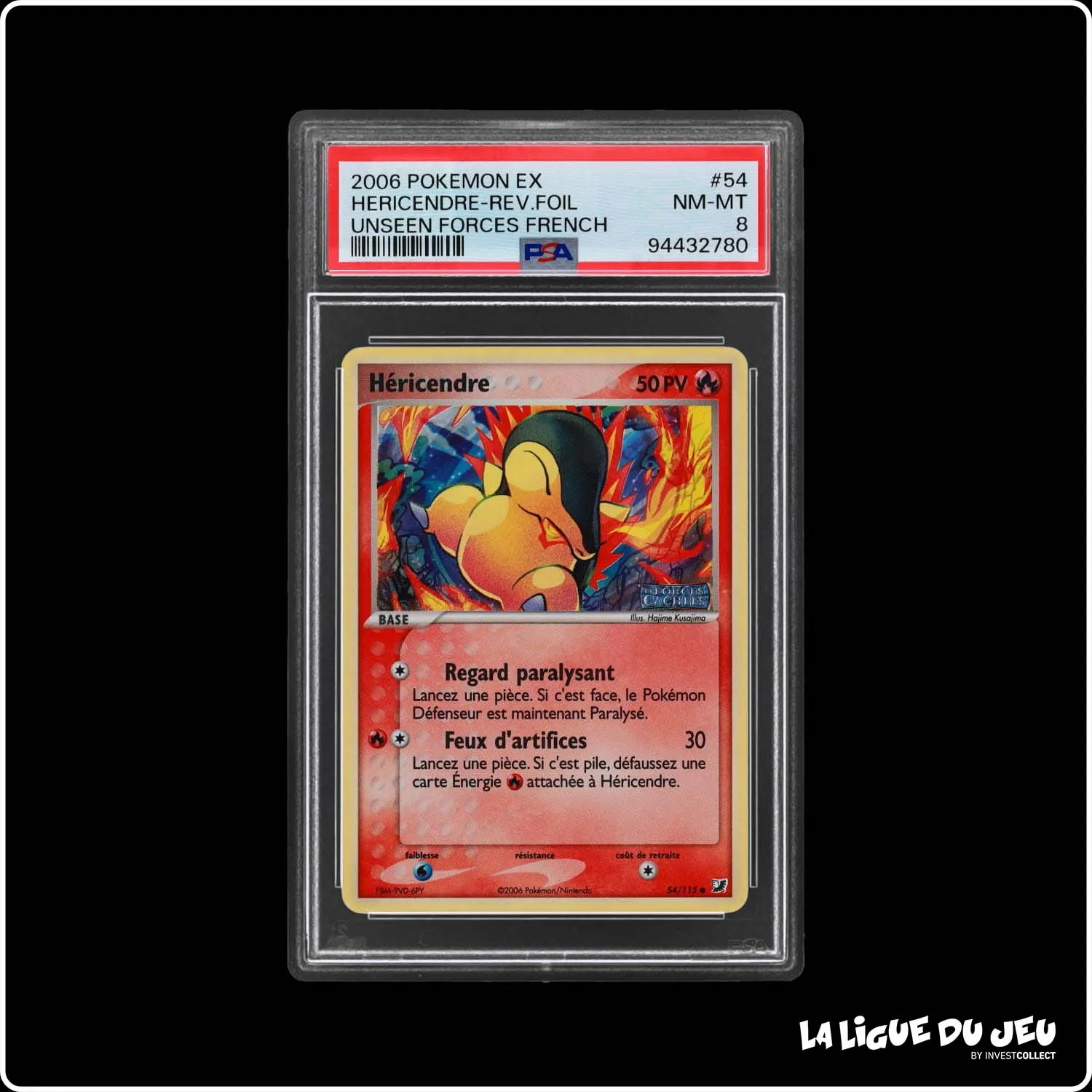 Commune - Pokemon - Forces Cachées - Héricendre 54/115 - Reverse Foil - PSA 8 - Français