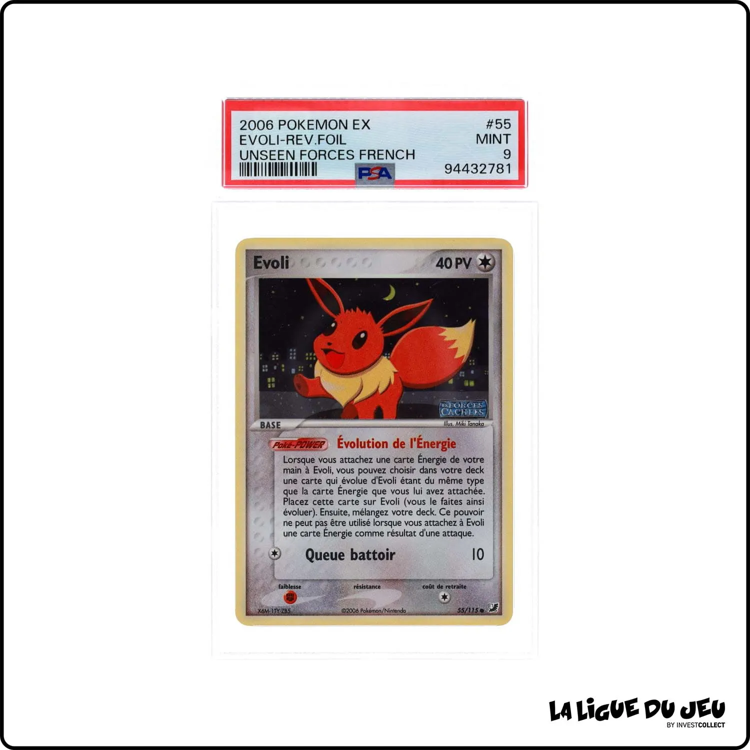 Commune - Pokemon - Forces Cachées - Evoli 55/115 - Reverse Foil - PSA 9 - Français