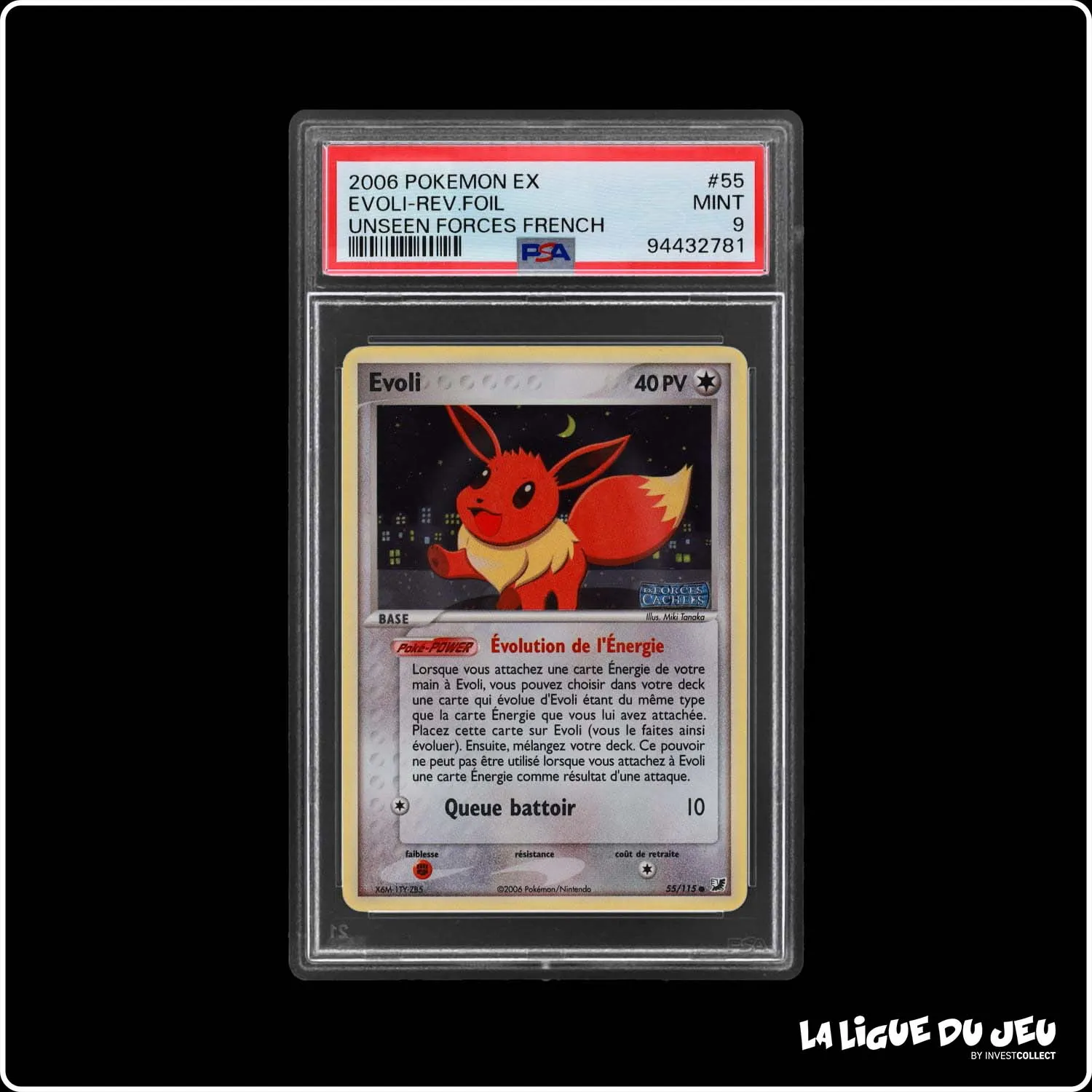 Commune - Pokemon - Forces Cachées - Evoli 55/115 - Reverse Foil - PSA 9 - Français