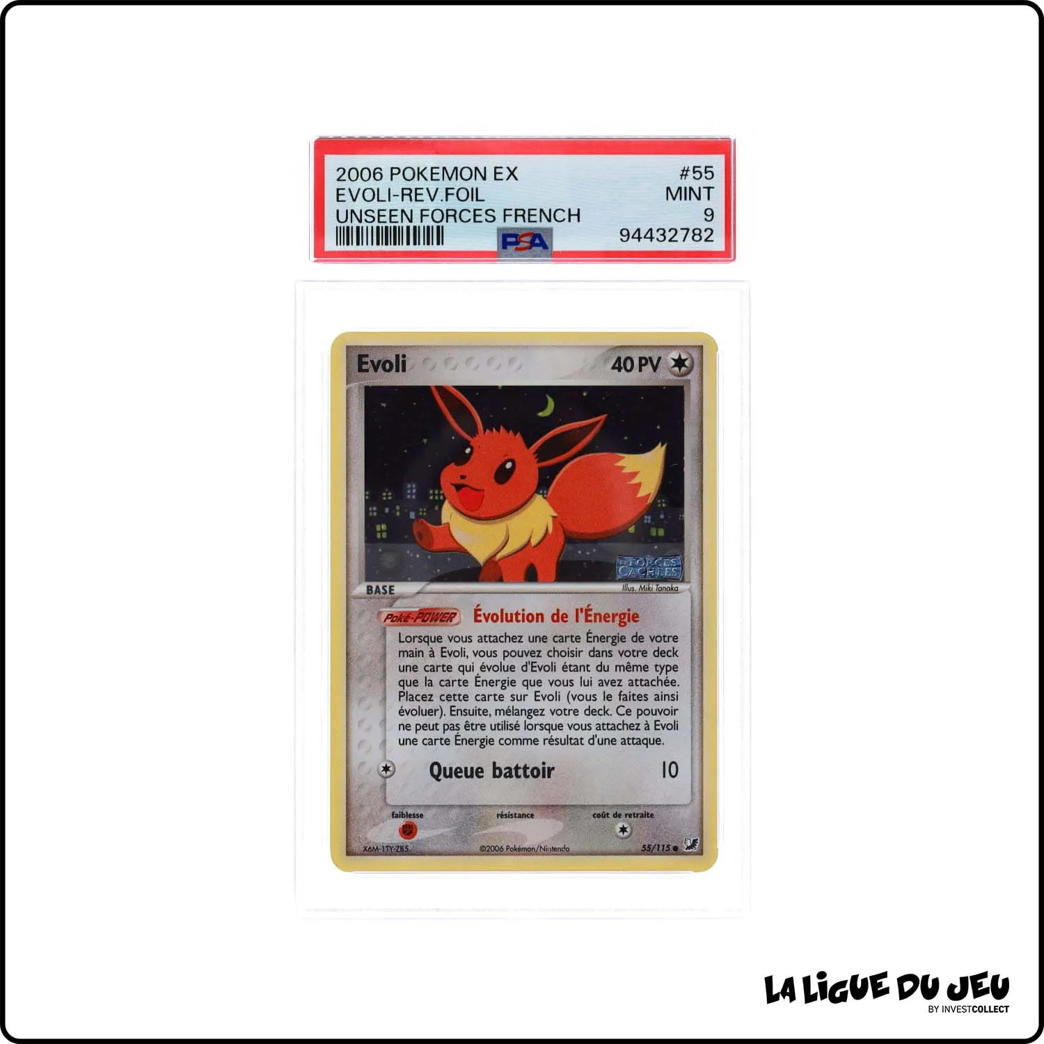 Commune - Pokemon - Forces Cachées - Evoli 55/115 - Reverse Foil - PSA 9 - Français