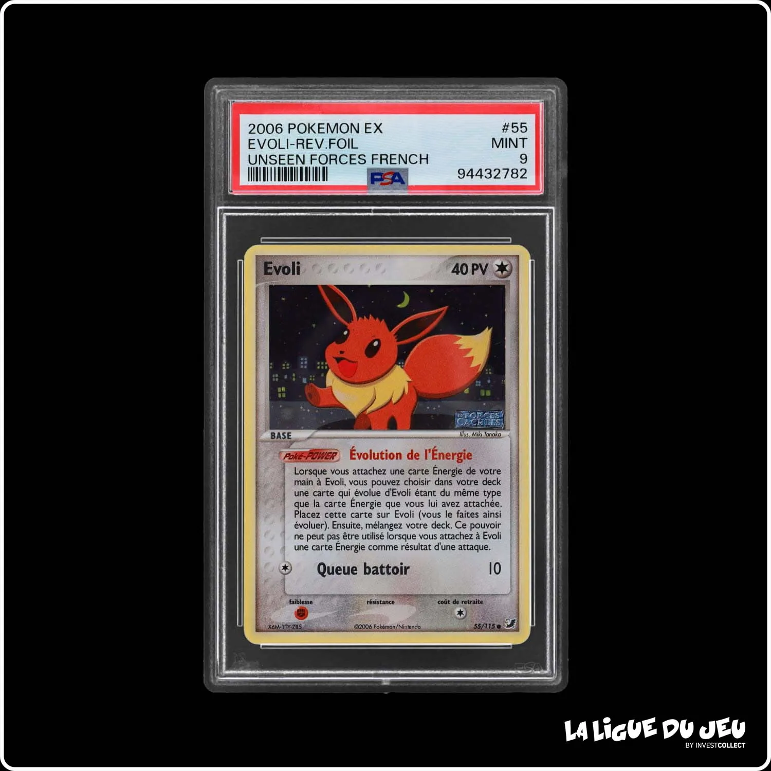 Commune - Pokemon - Forces Cachées - Evoli 55/115 - Reverse Foil - PSA 9 - Français