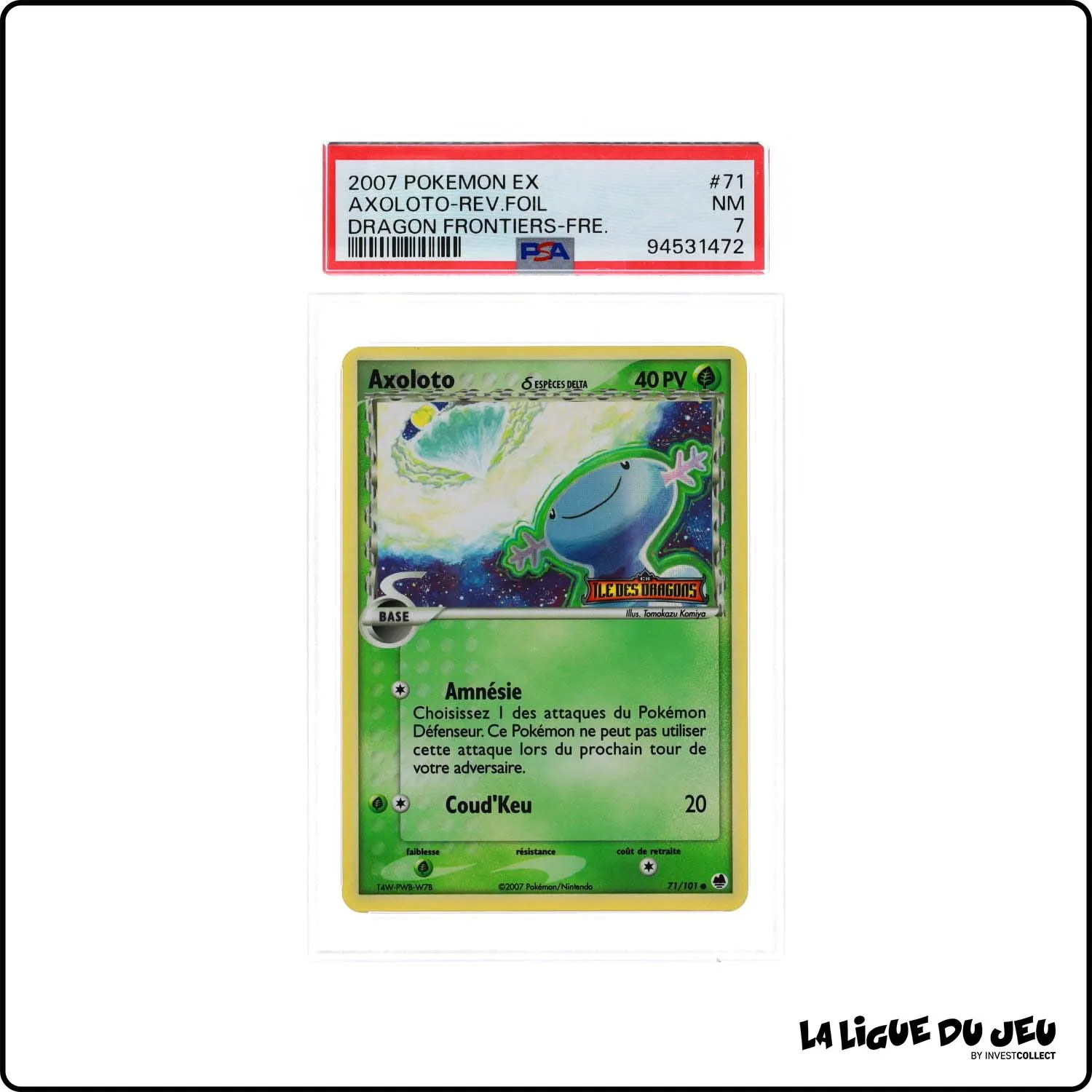 Commune - Pokemon - Île des Dragons - Axoloto 71/101 - Reverse Foil - PSA 7 - Français