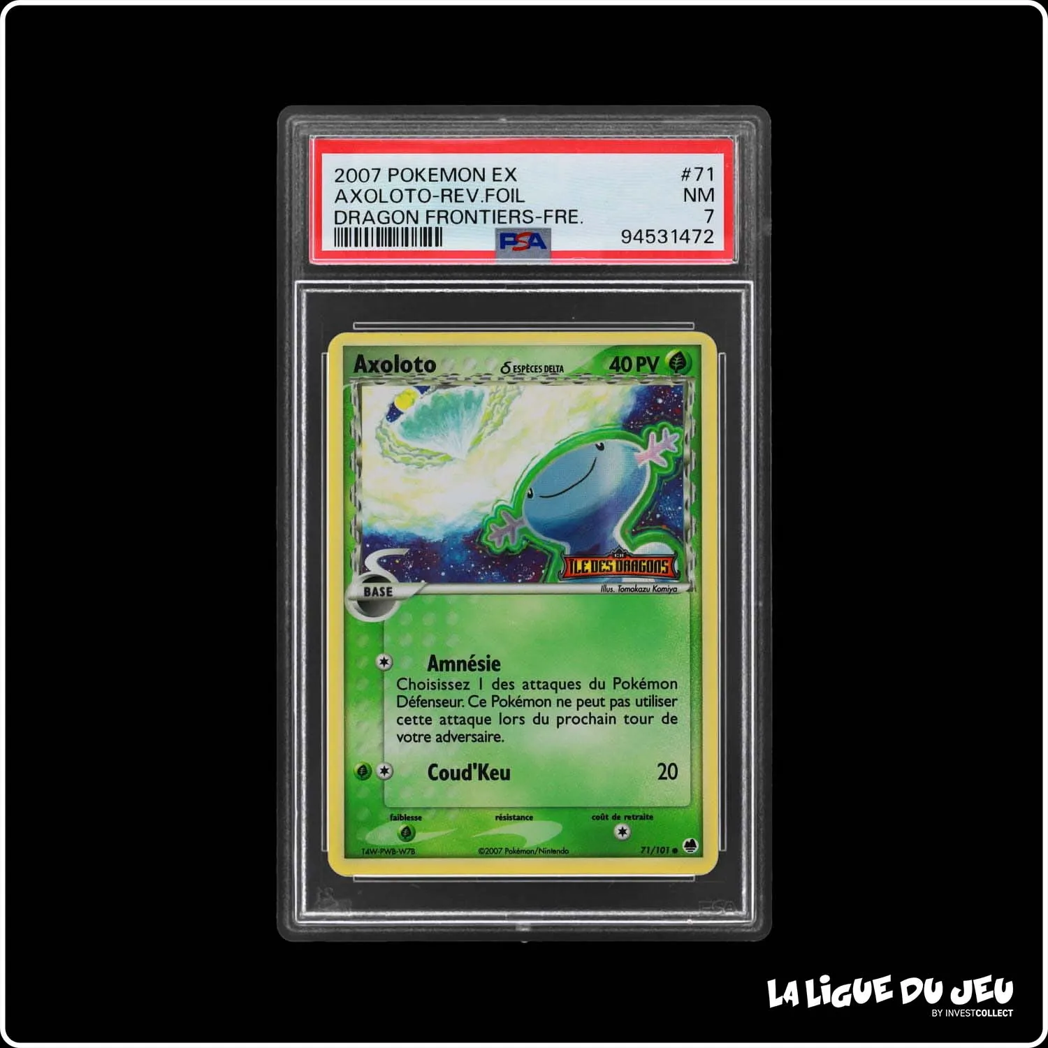 Commune - Pokemon - Île des Dragons - Axoloto 71/101 - Reverse Foil - PSA 7 - Français