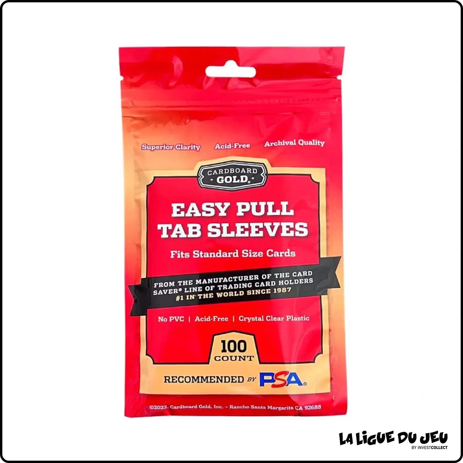 Sleeve - Cardboard - Easy Pull Tab - Sleeve languette - Envoi PSA - Transparent - par 100