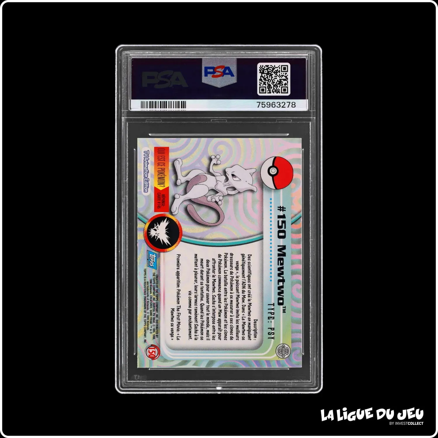 Topps - Pokemon - TV Animation - Mewtwo - PSA 8 - Français Topps - 3