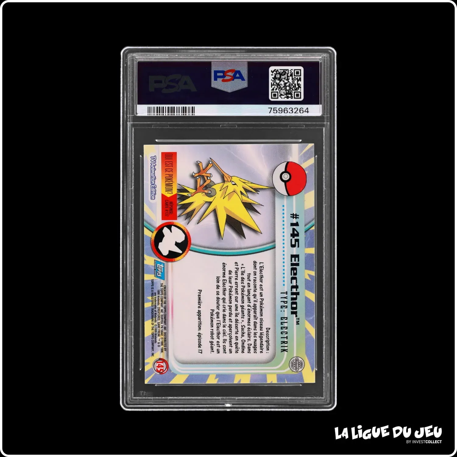 Topps - Pokemon - TV Animation - Électhor - PSA 9 - Français Topps - 3