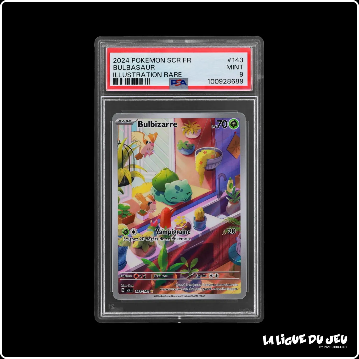 IR - Pokemon - Couronne Stellaire - Bulbizarre 143/142 - PSA 9 - Français The Pokémon Company - 2