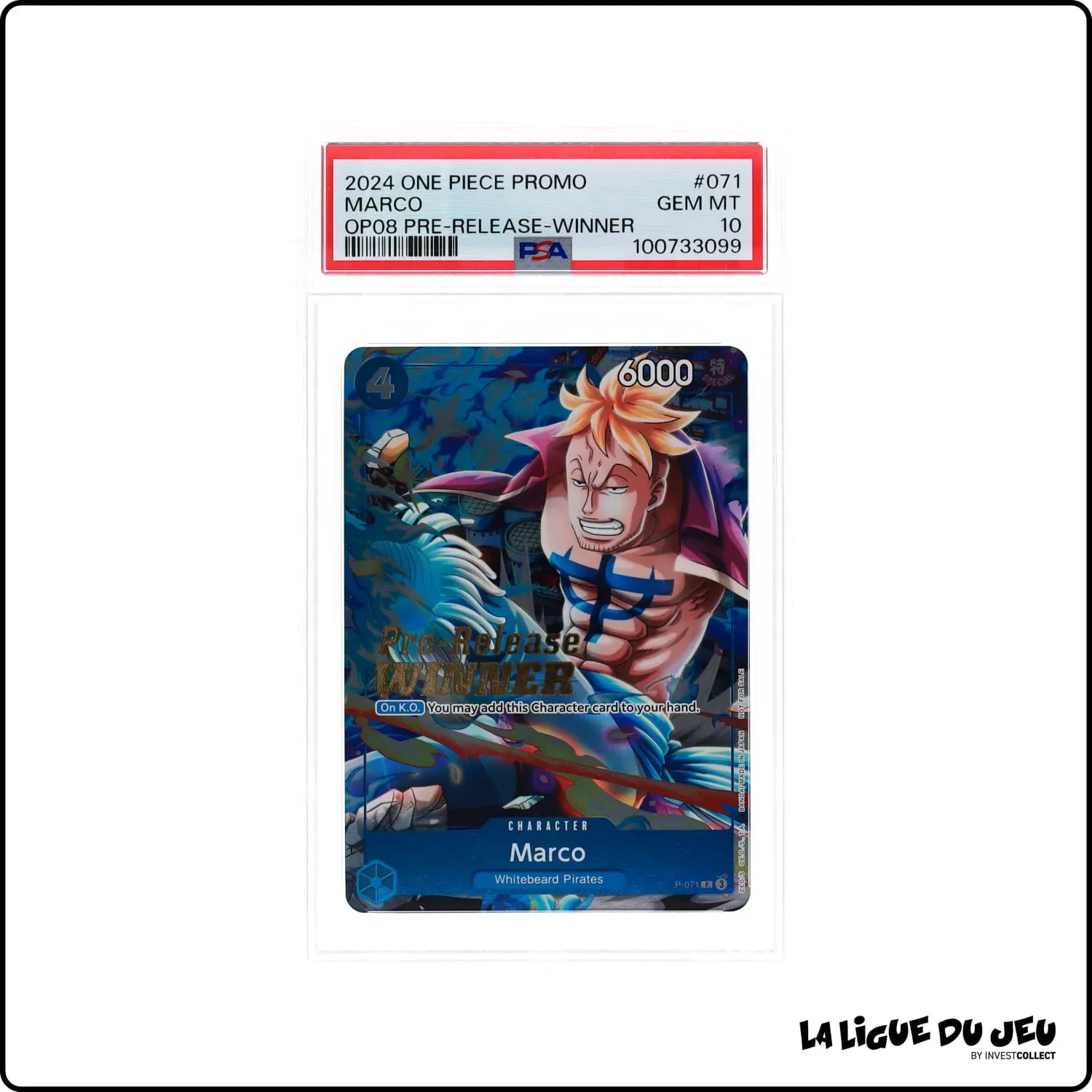 Promo - One Piece - OP08 Pre-Release Winner - Marco - P-071 - PSA 10 - Anglais Bandai - 1