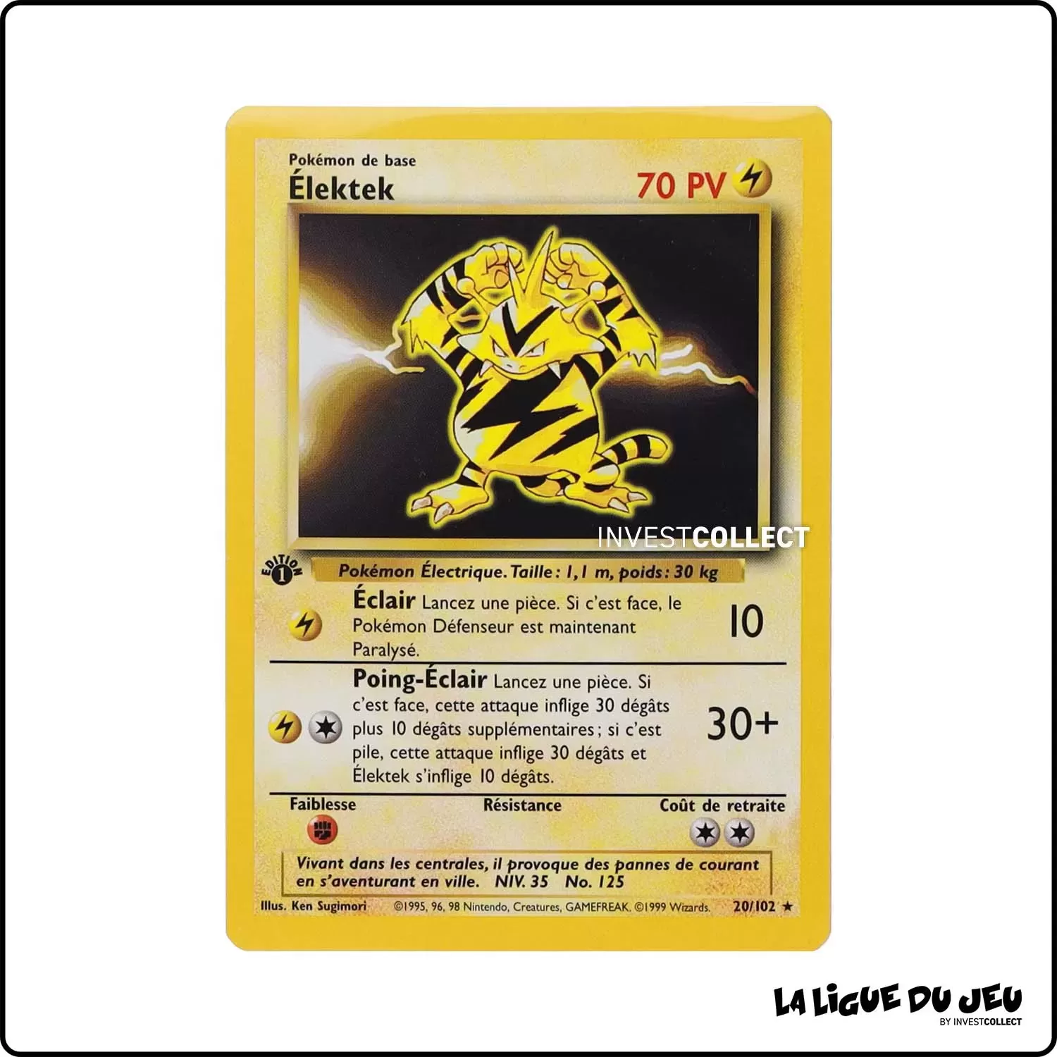 Rare - Pokemon - Set de Base - Élektek 20/102 Wizards - 1