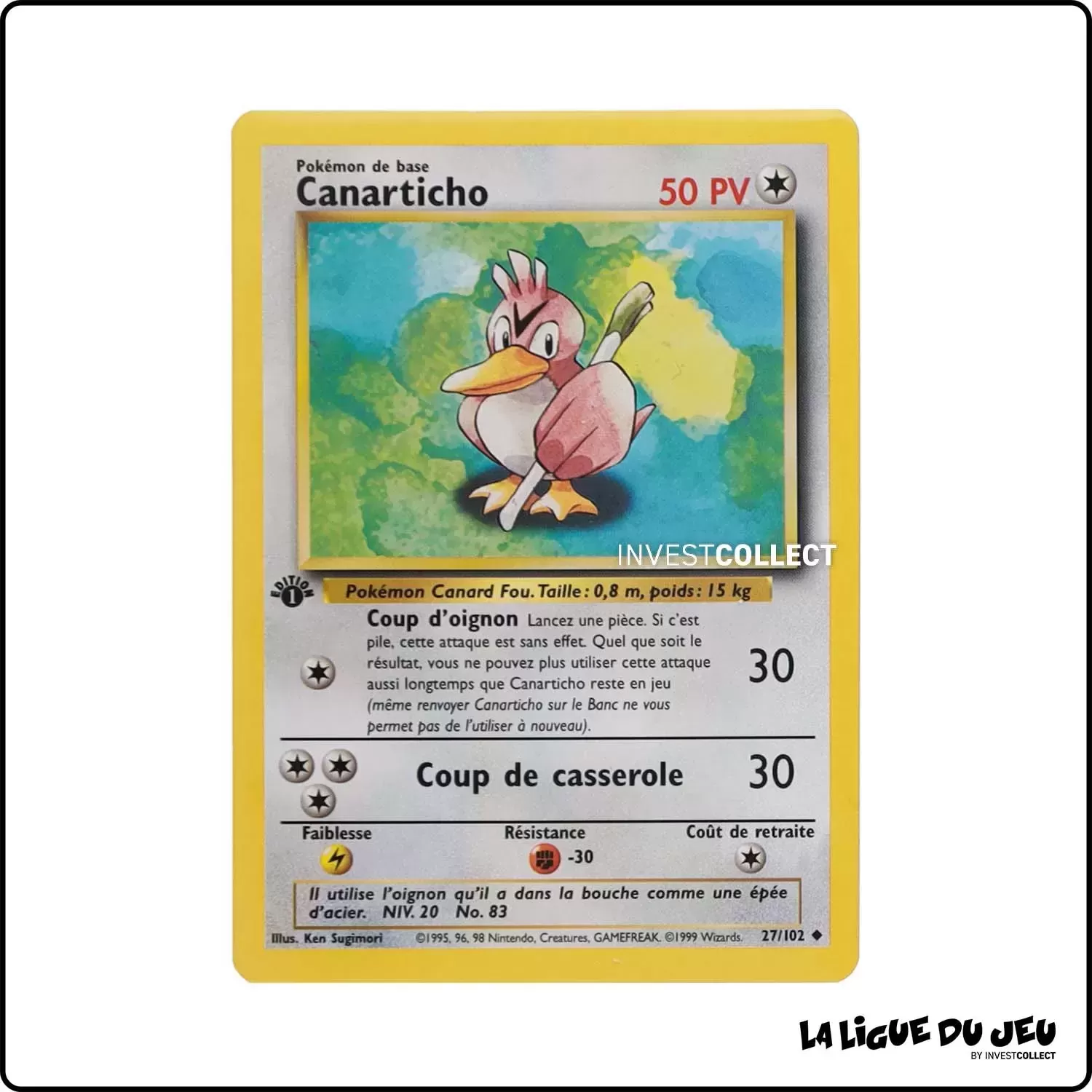 Peu Commune - Pokemon - Set de Base - Canarticho 27/102 Wizards - 1