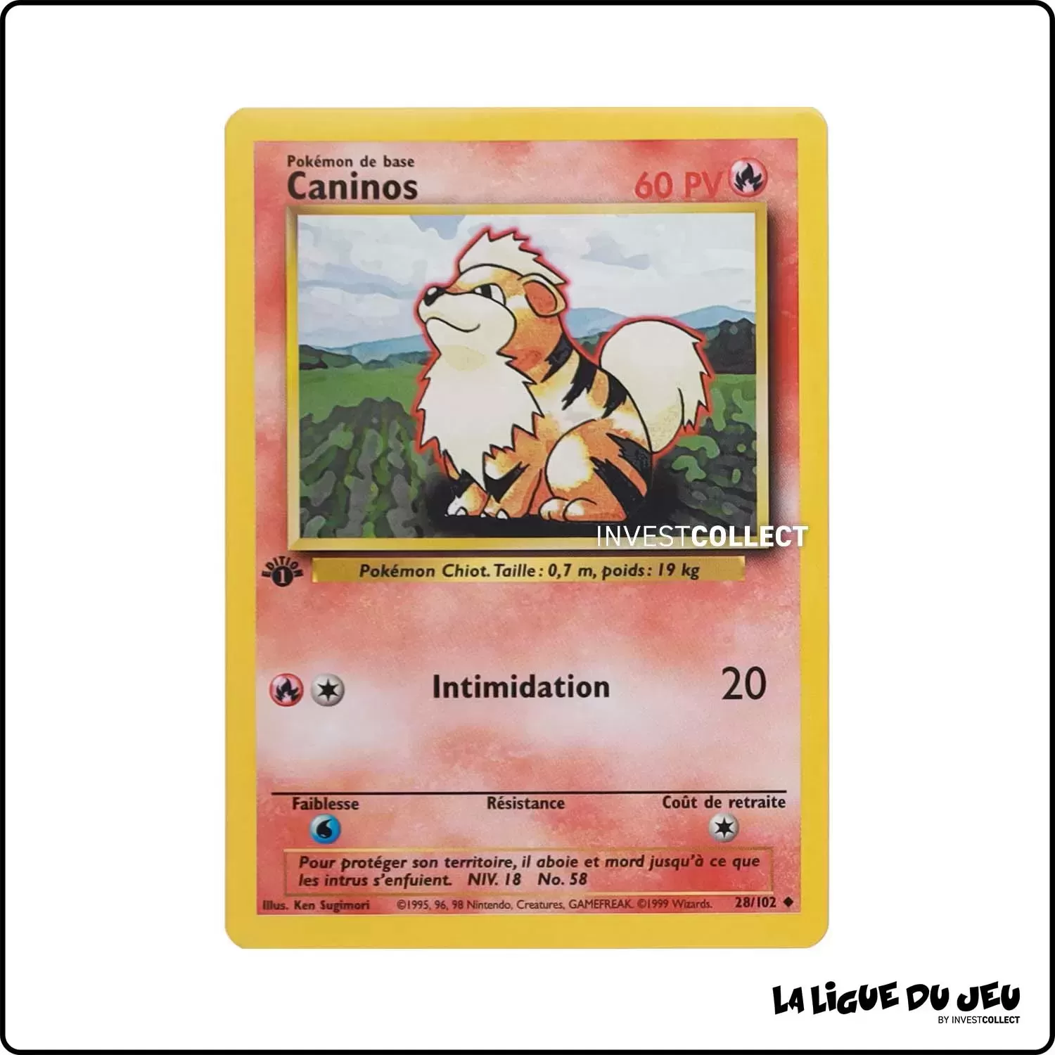 Peu Commune - Pokemon - Set de Base - Caninos 28/102 Wizards - 1