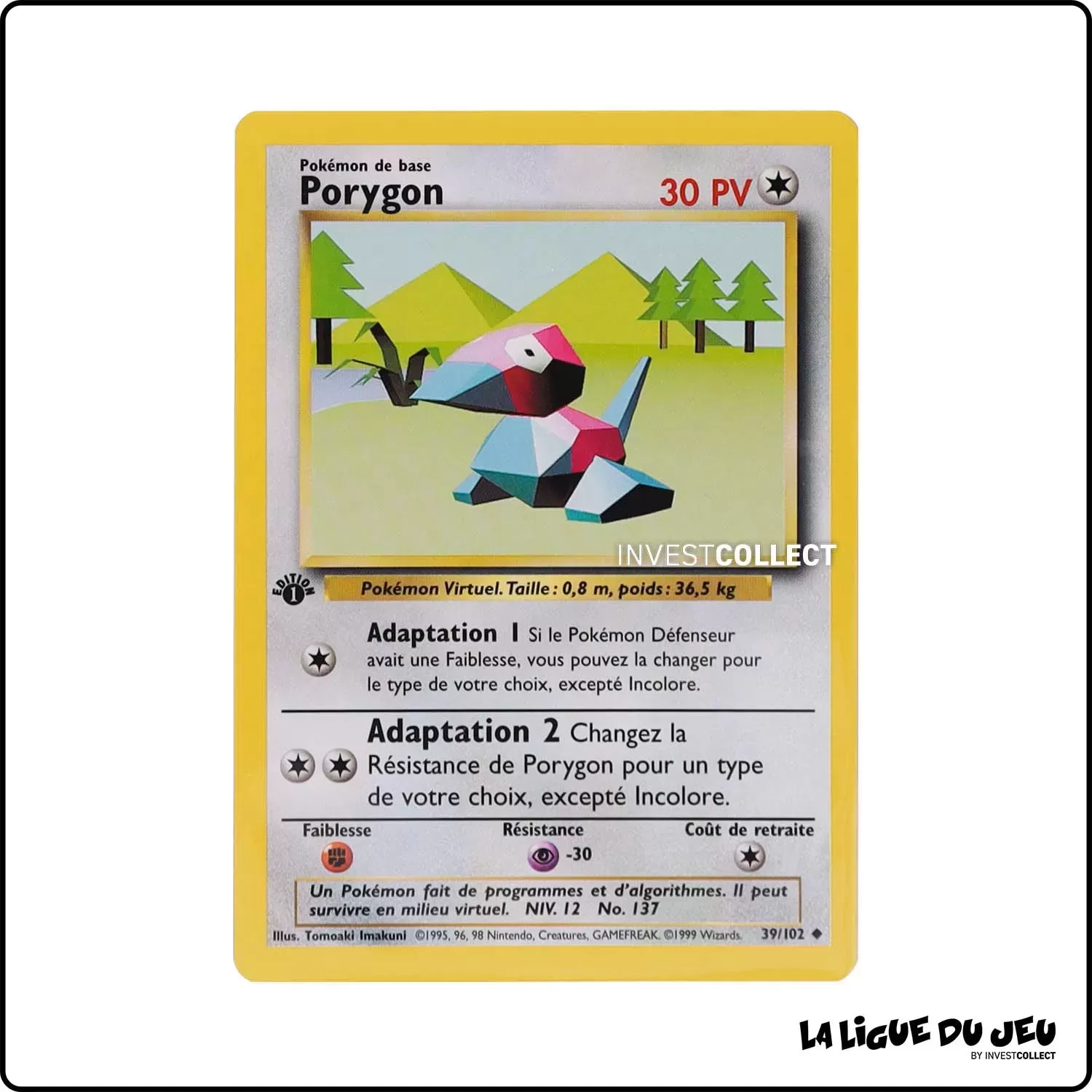 Peu Commune - Pokemon - Set de Base - Porygon 39/102 Wizards - 1