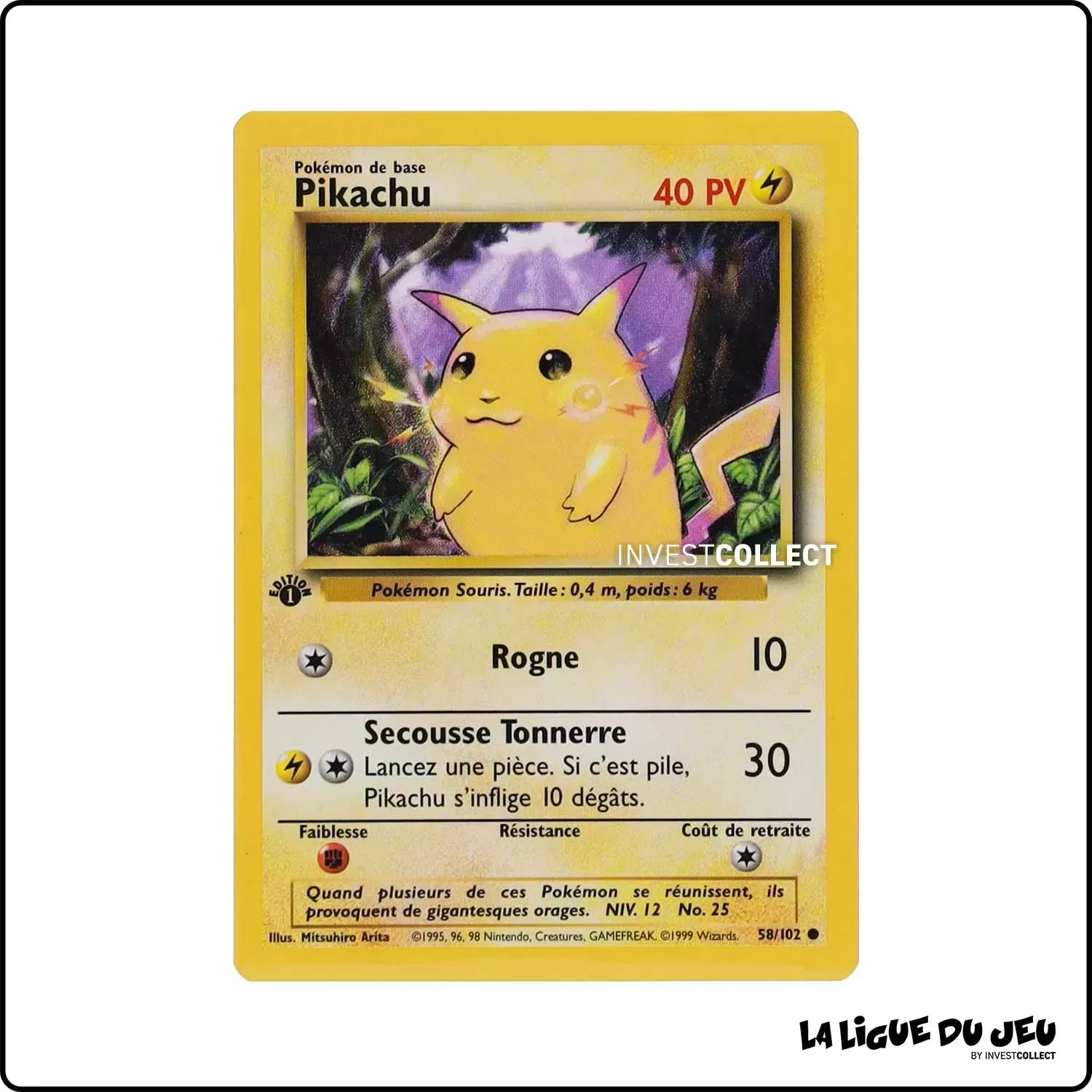 Commune - Pokemon - Set de Base - Pikachu 58/102 Wizards - 1