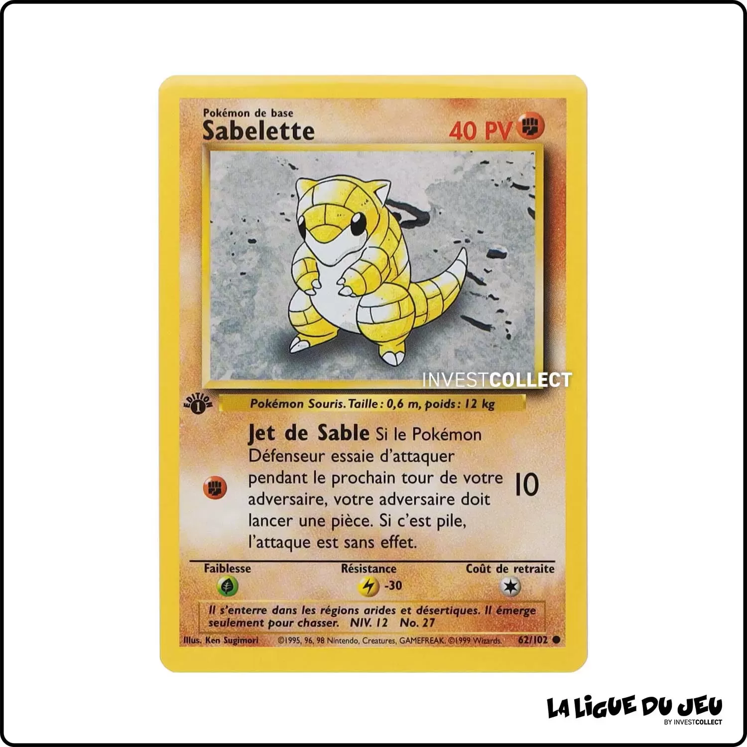 Commune - Pokemon - Set de Base - Sabelette 62/102 Wizards - 1