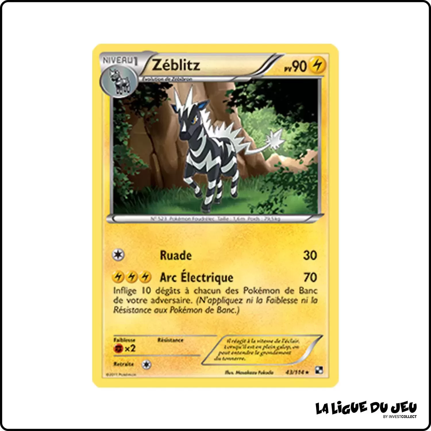 Rare - Pokemon - Noir et Blanc de Base - Zéblitz 43/114