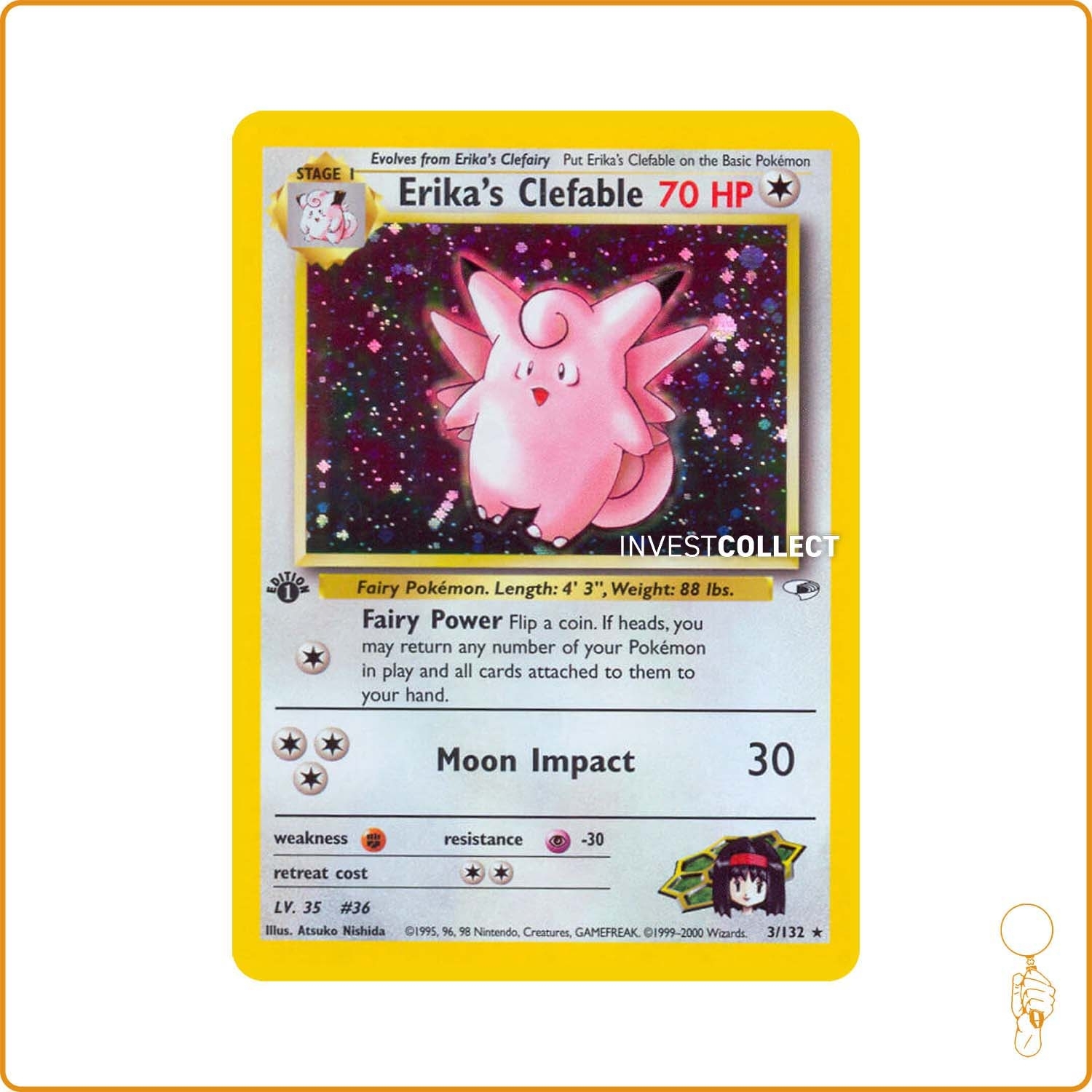 Holo - Pokemon - Gym Heroes - Erika's Clefable 3/132 Wizards - 1