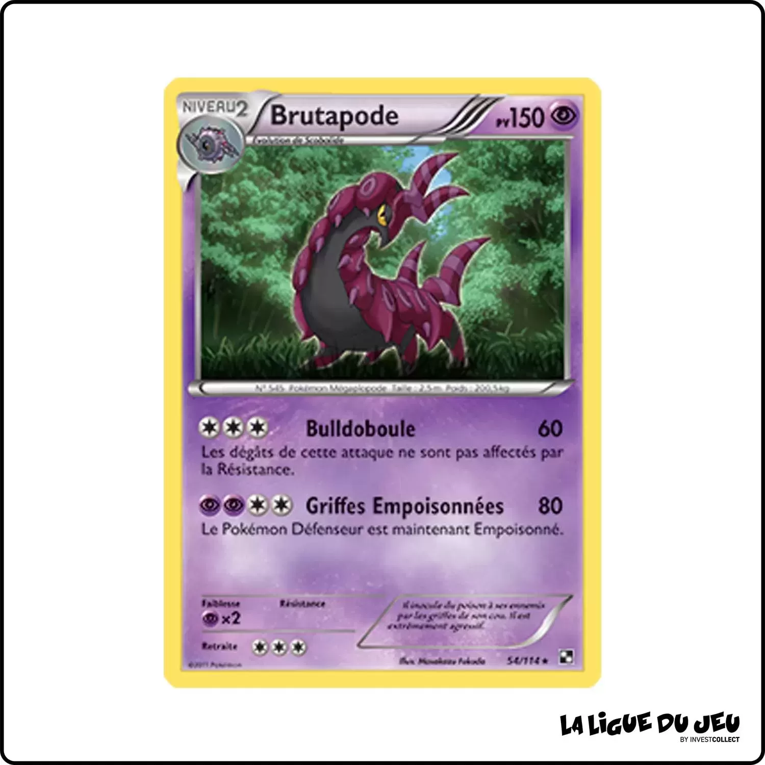 Rare - Pokemon - Noir et Blanc de Base - Brutapode 54/114