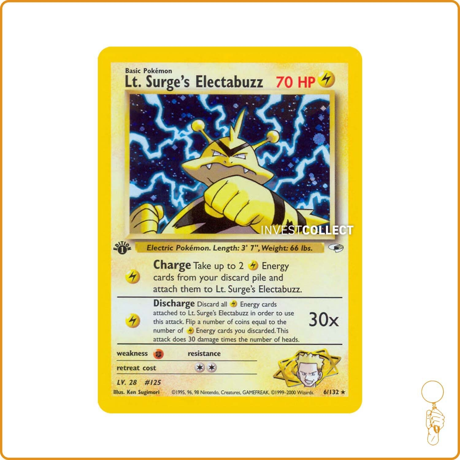 Holo - Pokemon - Gym Heroes - Lt. Surge's Electabuzz 6/132 Wizards - 1