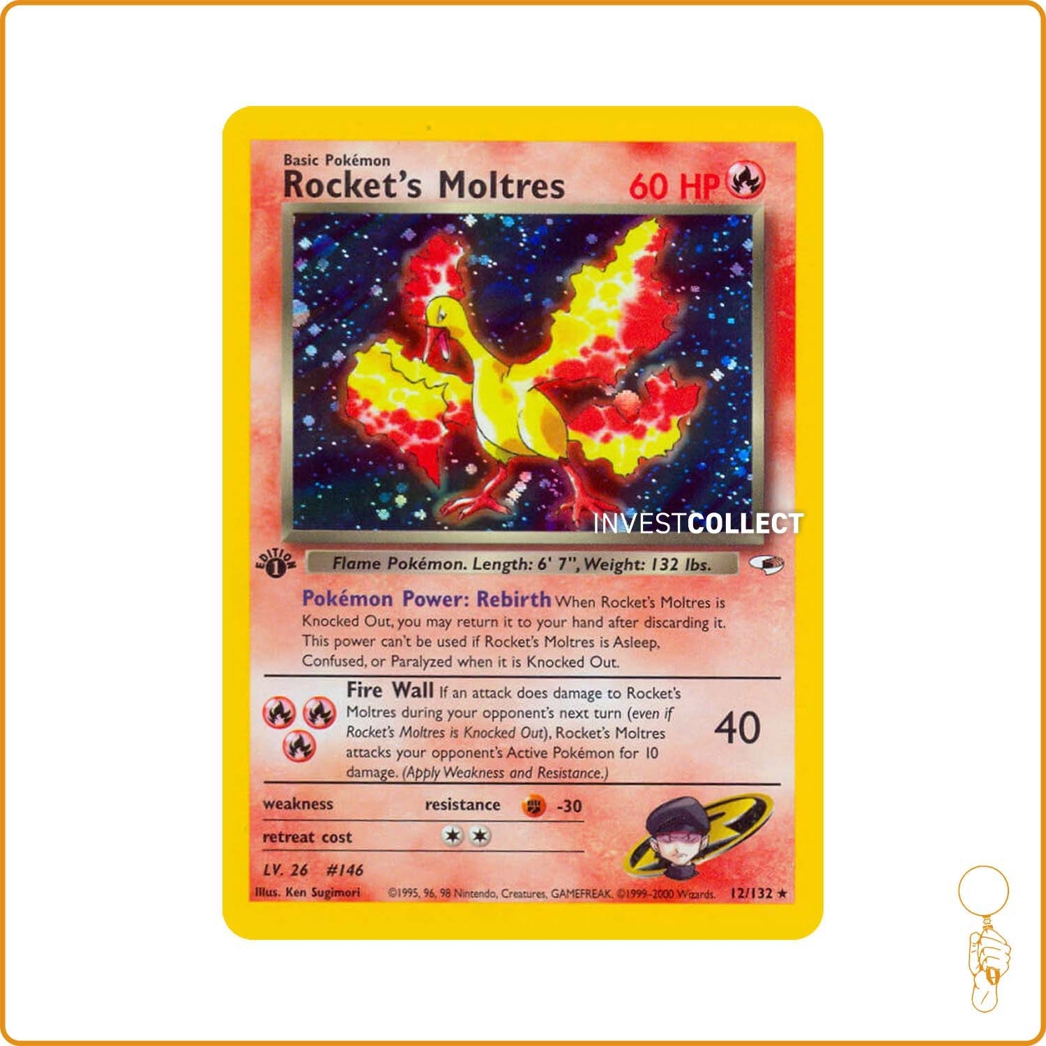 Holo - Pokemon - Gym Heroes - Rocket's Moltres 12/132 Wizards - 1