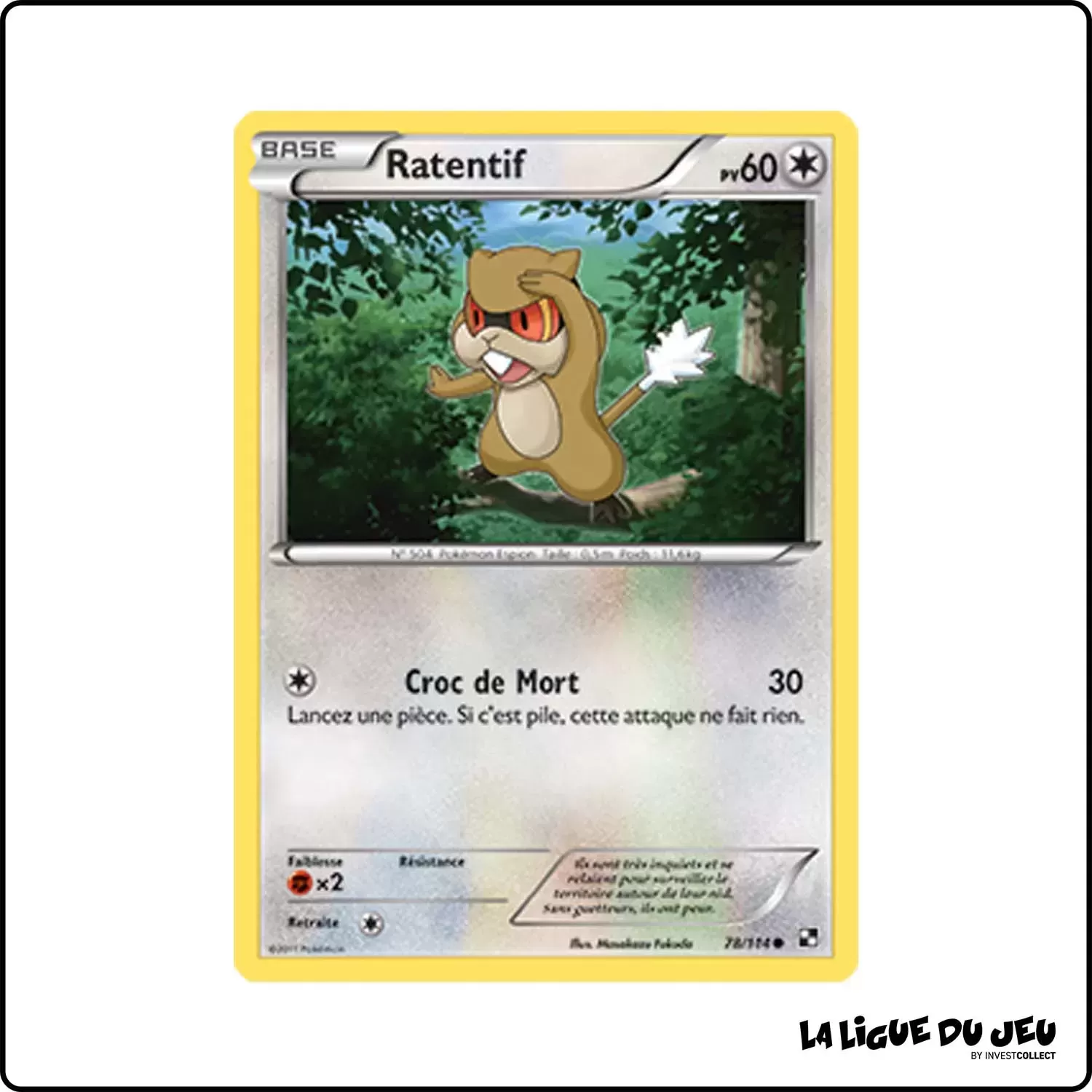 Commune - Pokemon - Noir et Blanc de Base - Ratentif 78/114