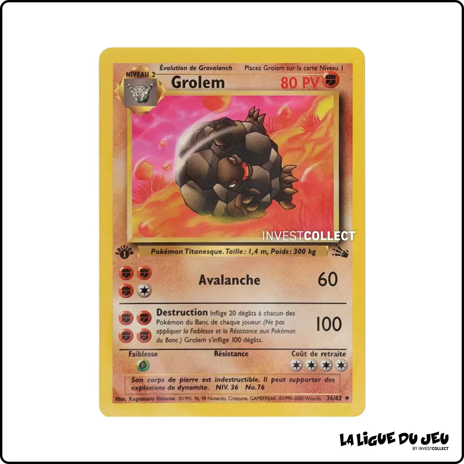 Peu Commune - Pokemon - Fossile - Grolem 36/62